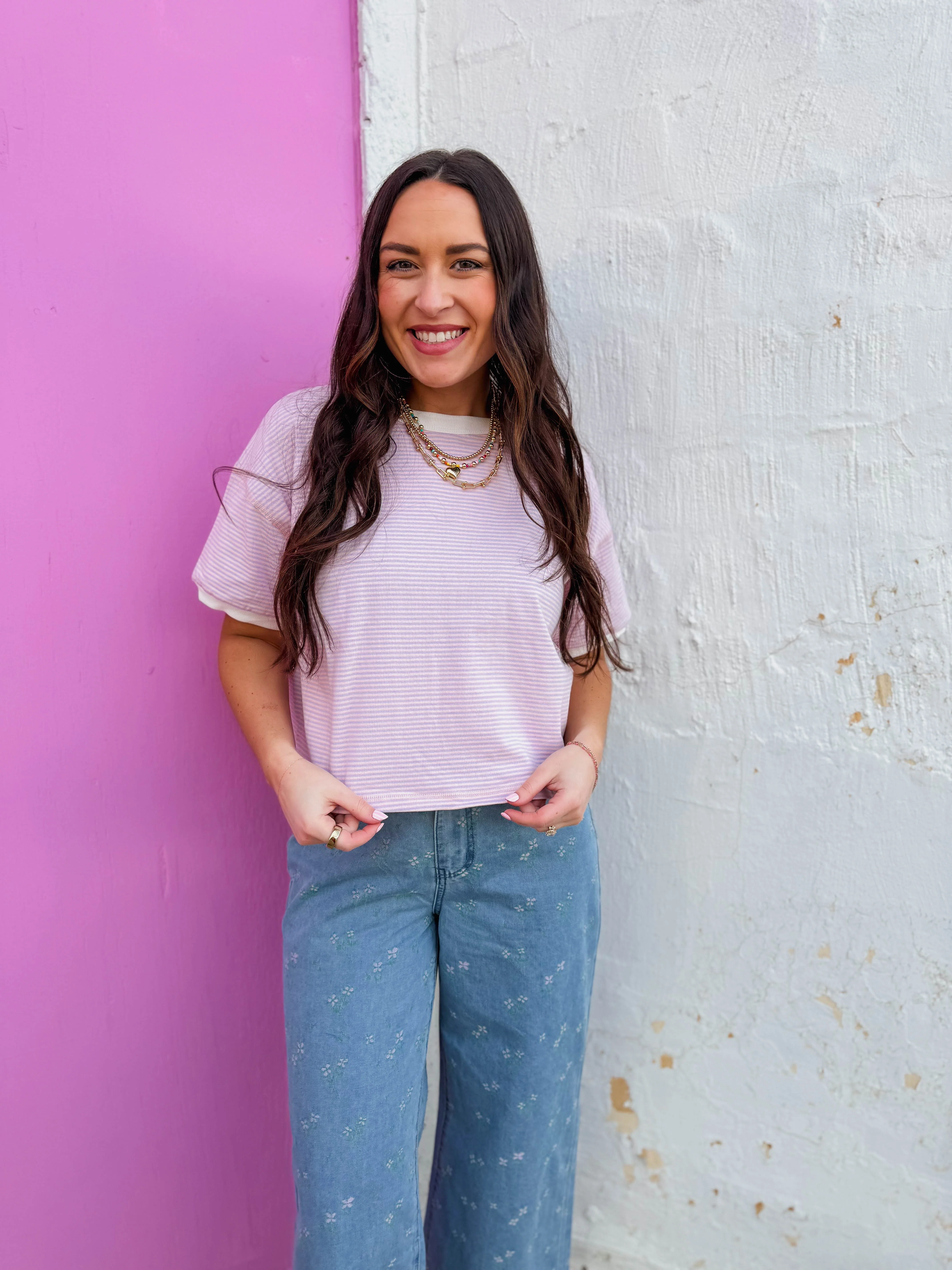 Line It Up Tee-Blush/Lavender - Image 14