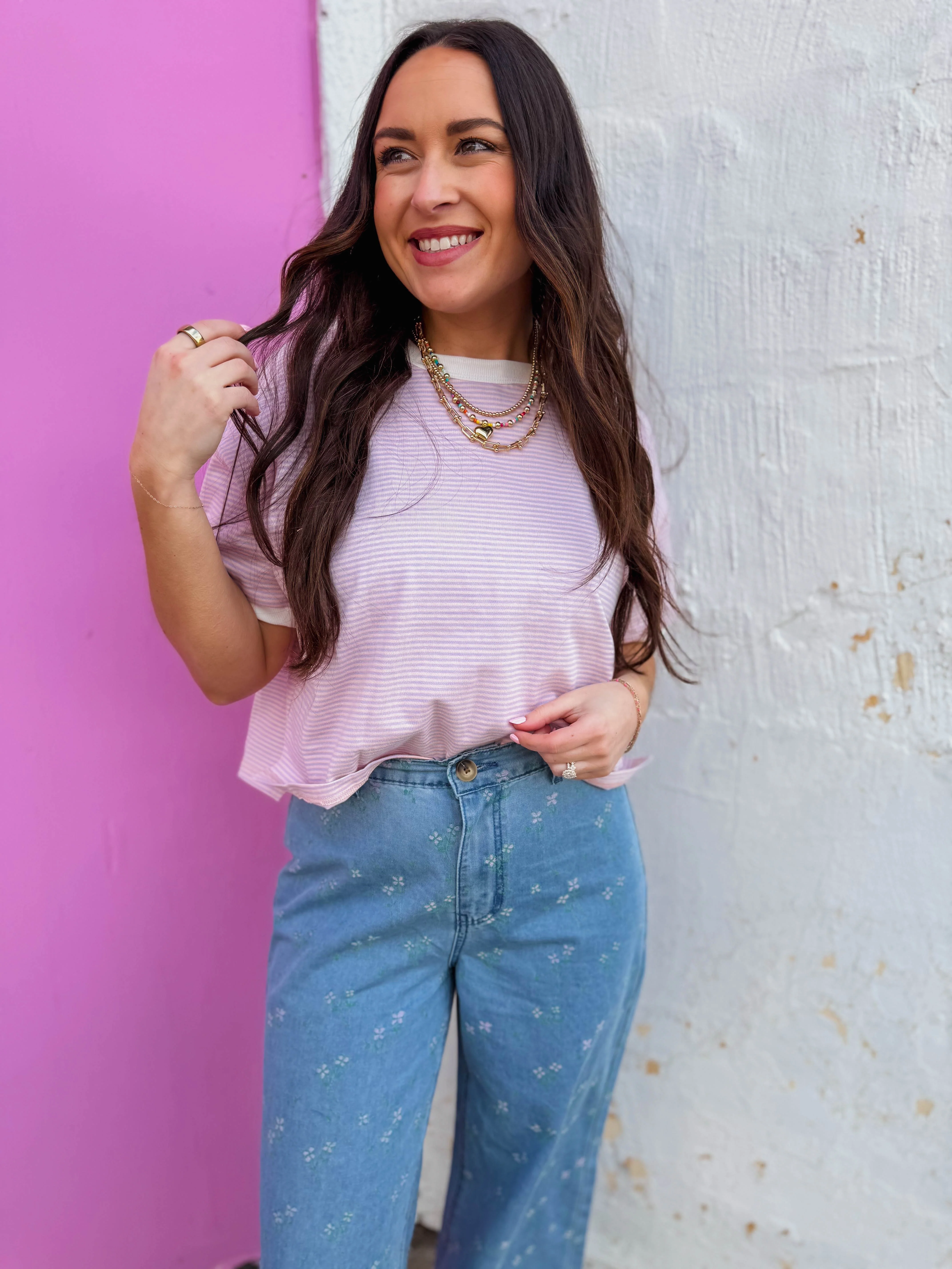Line It Up Tee-Blush/Lavender - Image 15