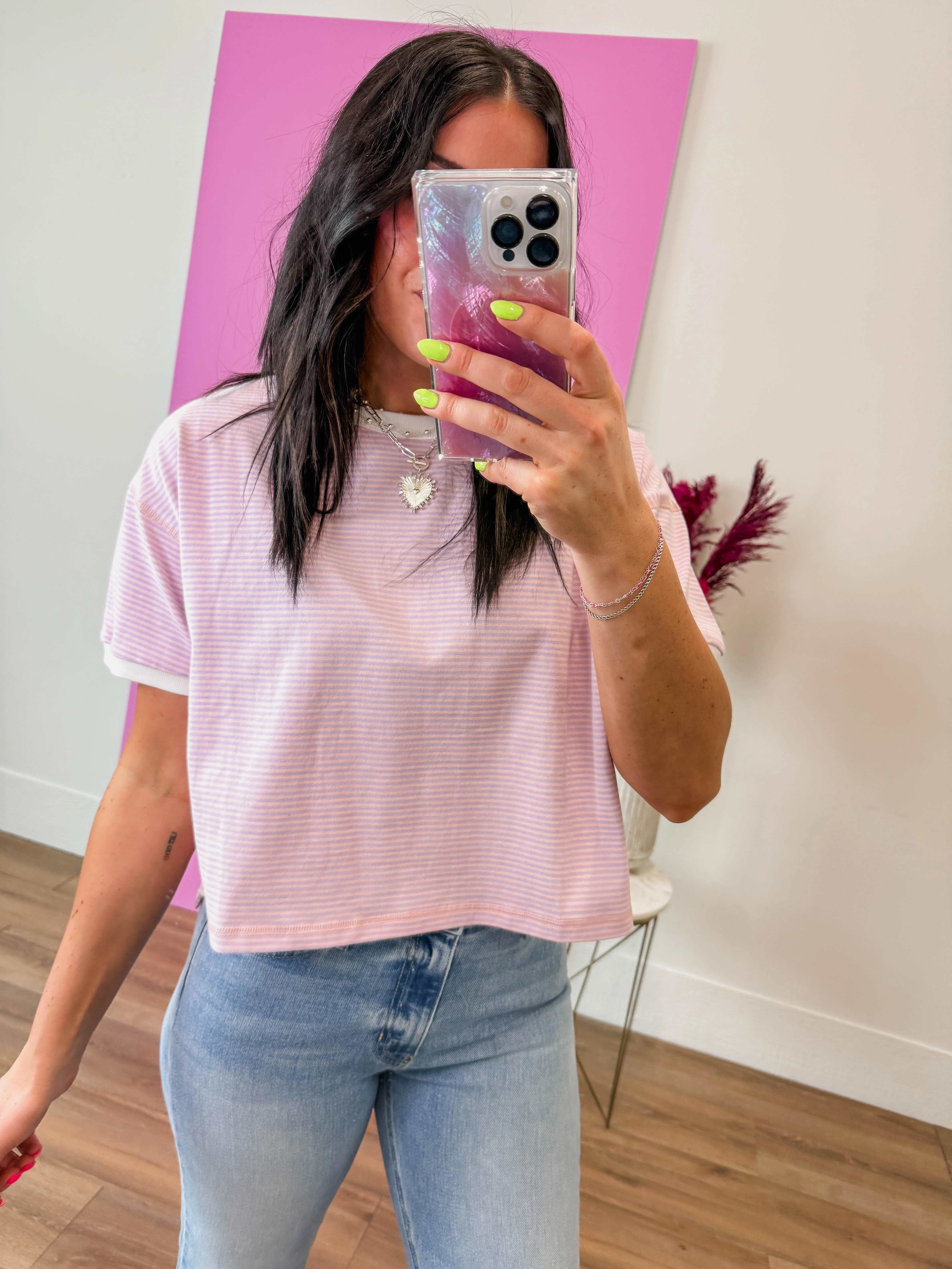 Line It Up Tee-Blush/Lavender - Image 4