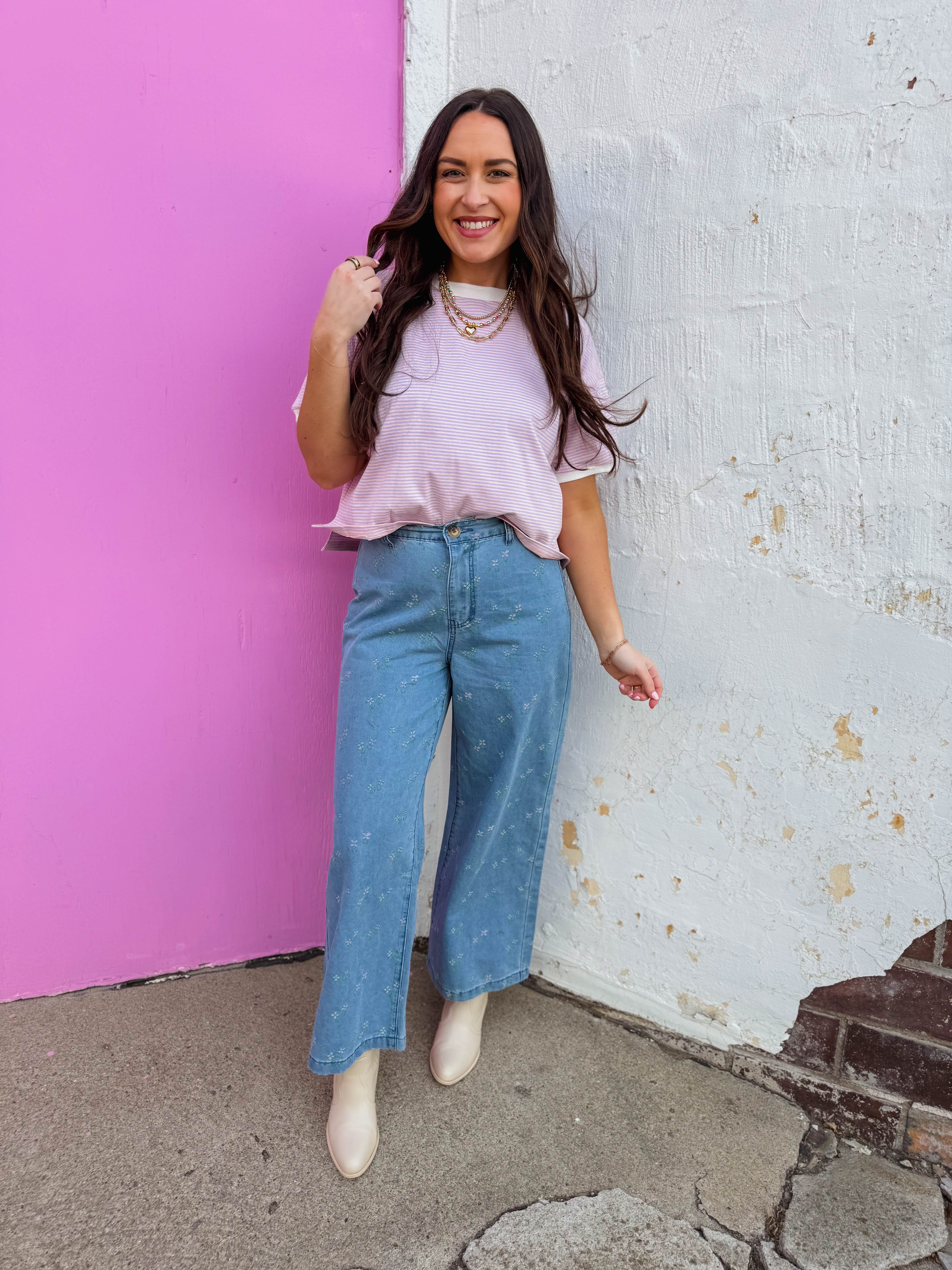 Line It Up Tee-Blush/Lavender - Image 9