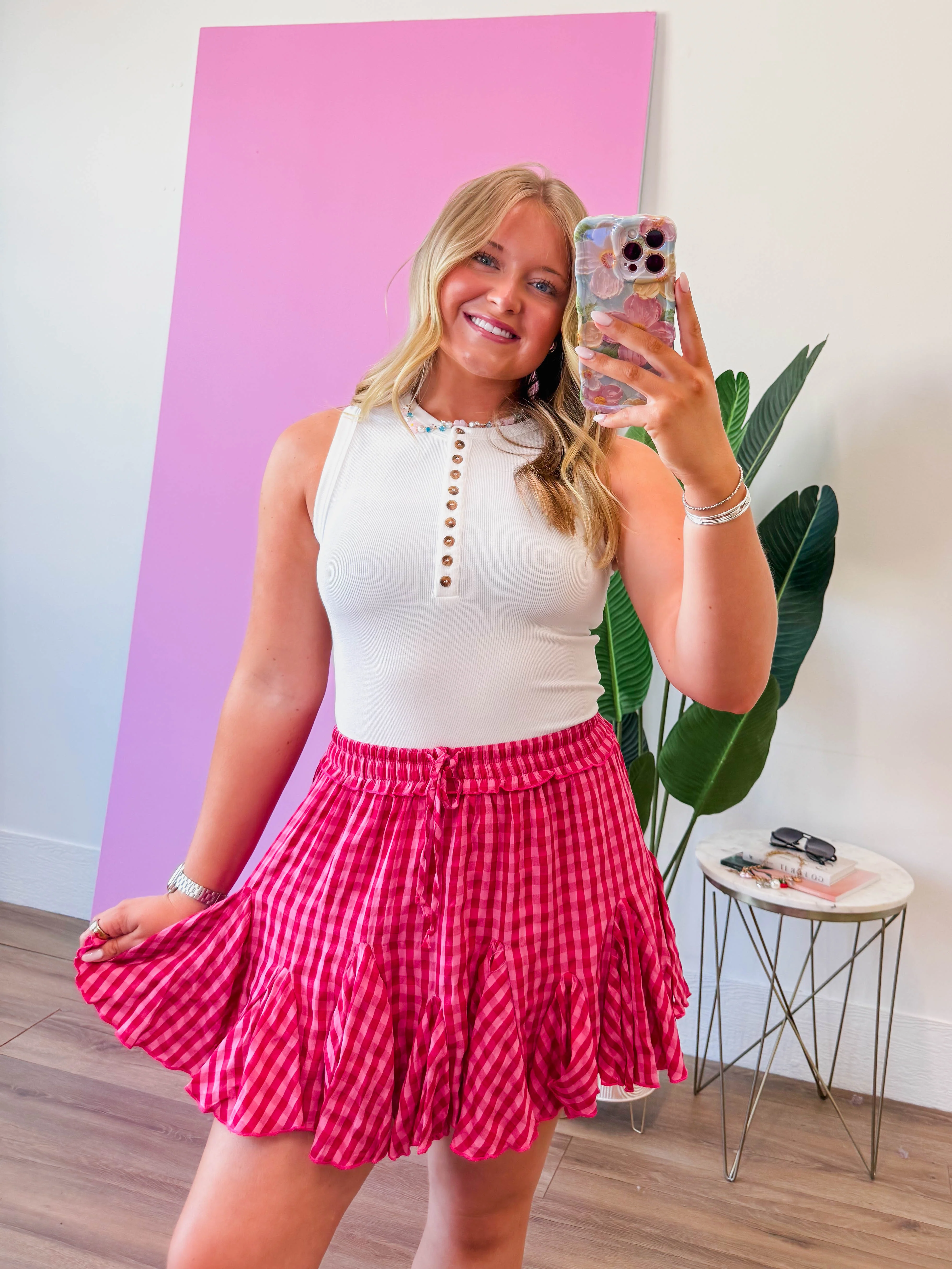 Lola Gingham Mini Skirt - Image 2