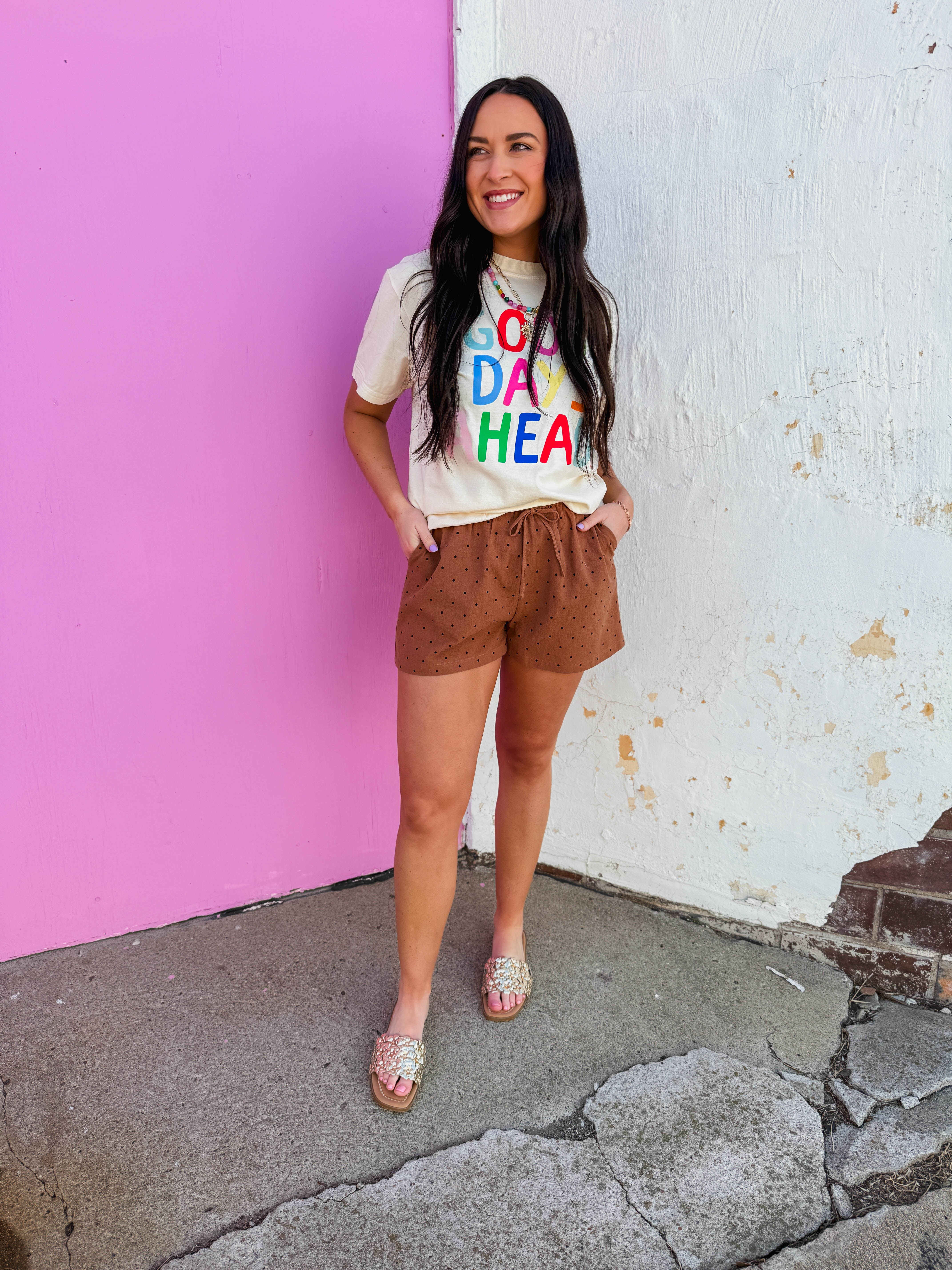 Lottie Polka Dot Shorts-Espresso - Image 3