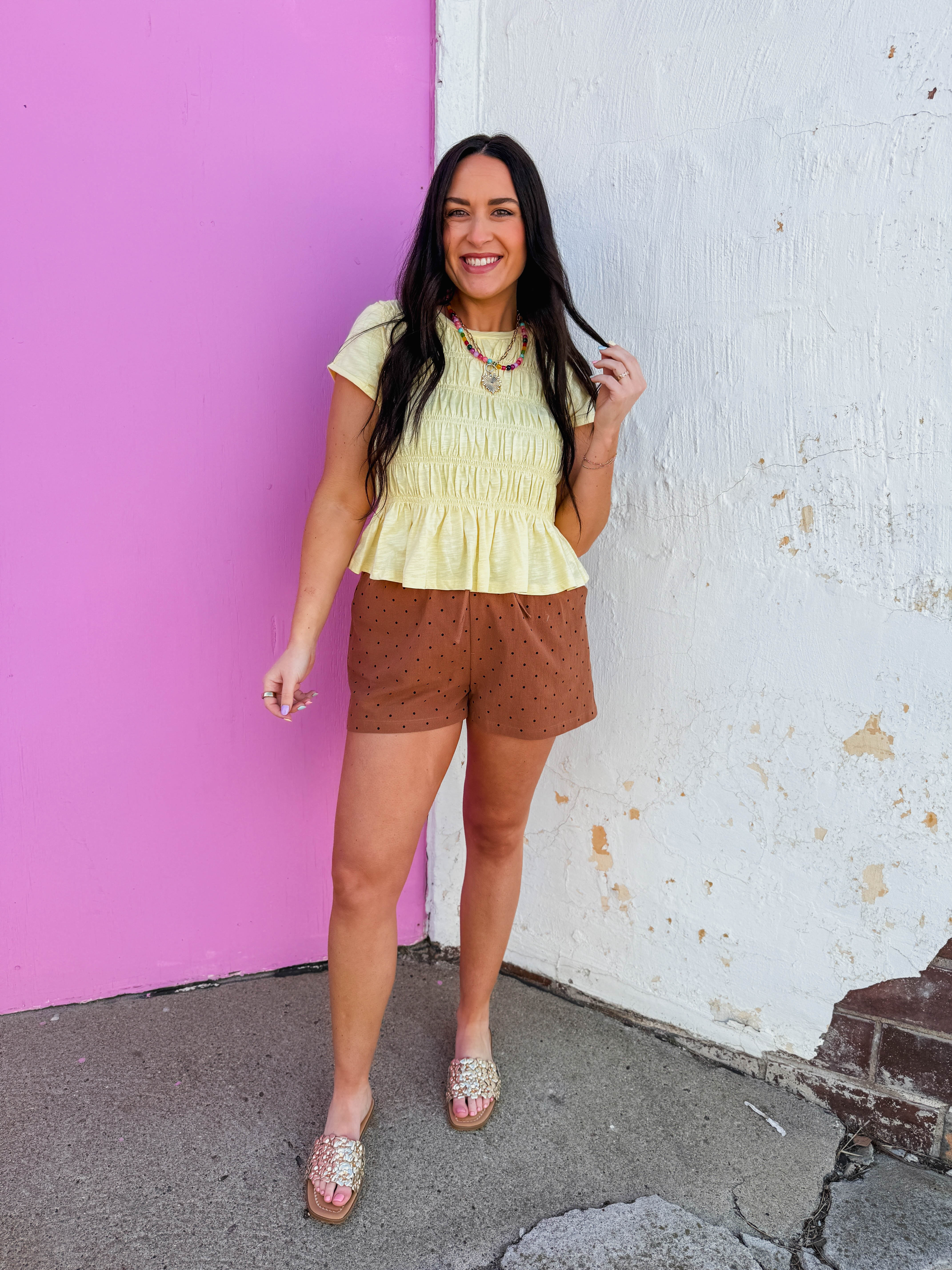 Lottie Polka Dot Shorts-Espresso - Image 5