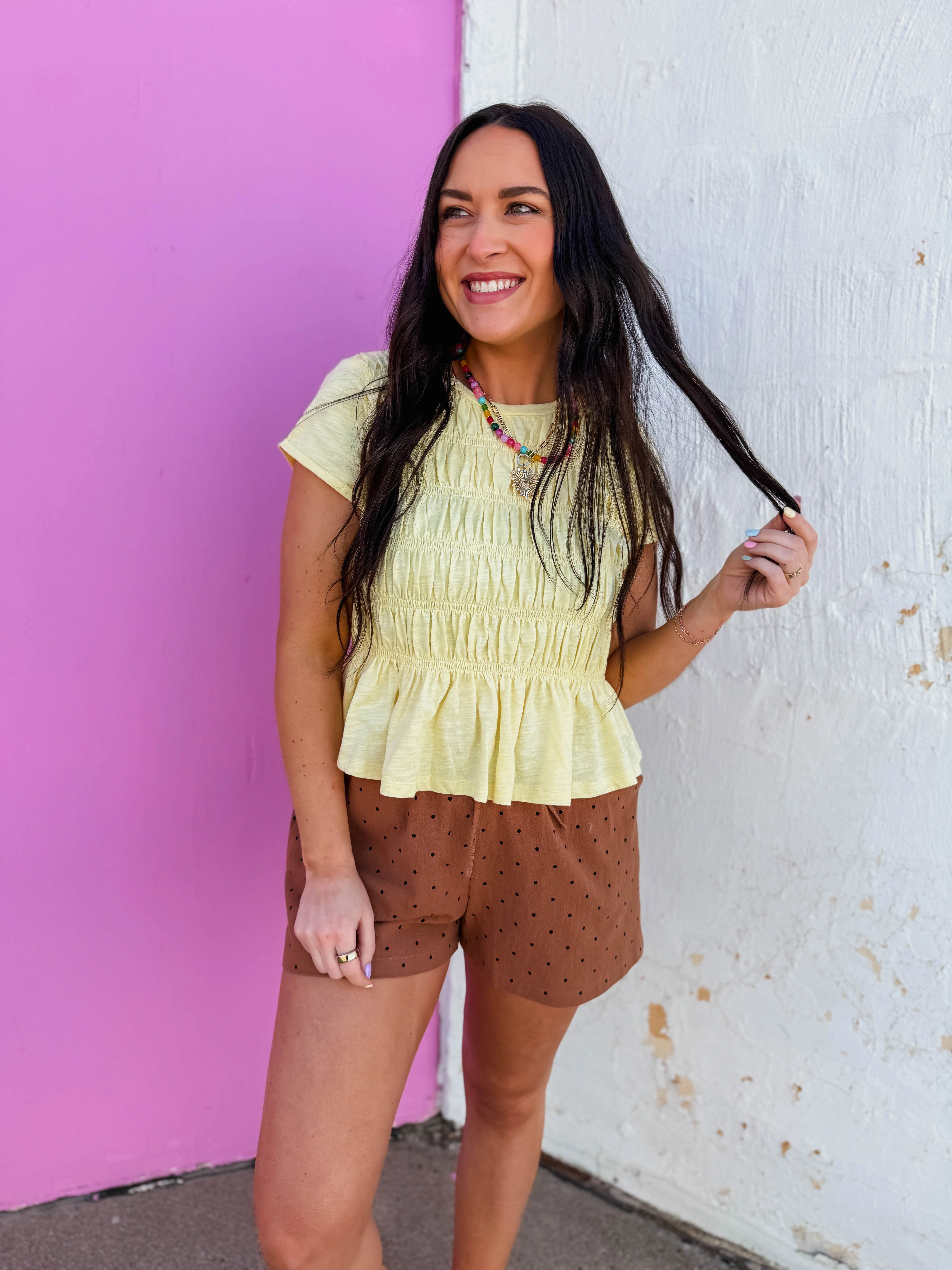Lottie Polka Dot Shorts-Espresso - Image 9
