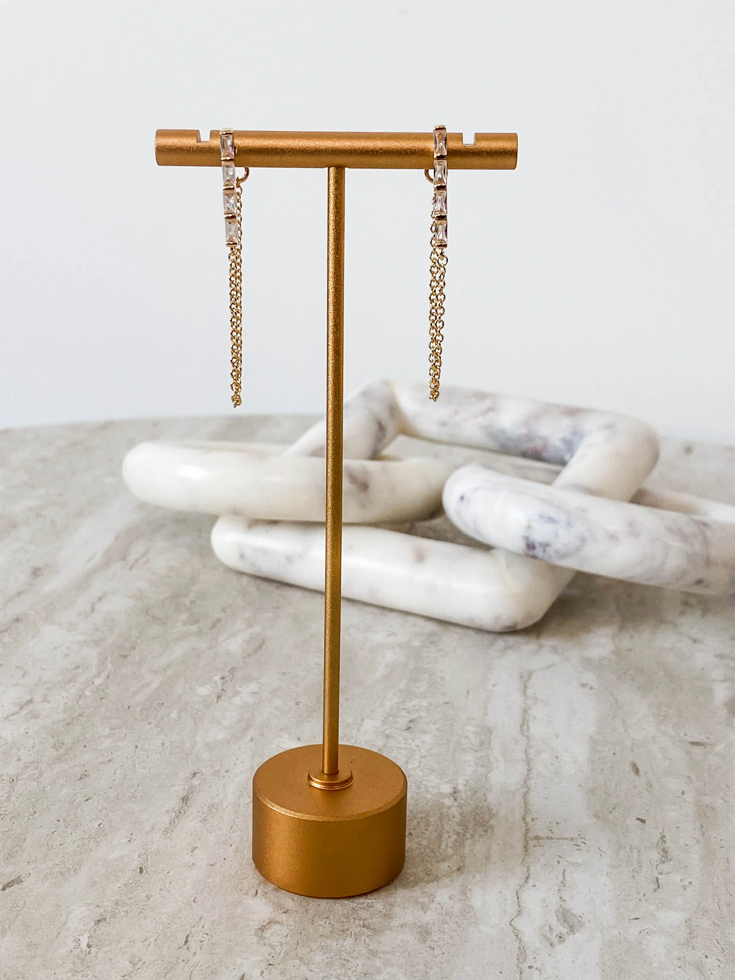Lucia Statement Earrings-Clear - Nickel & Suede