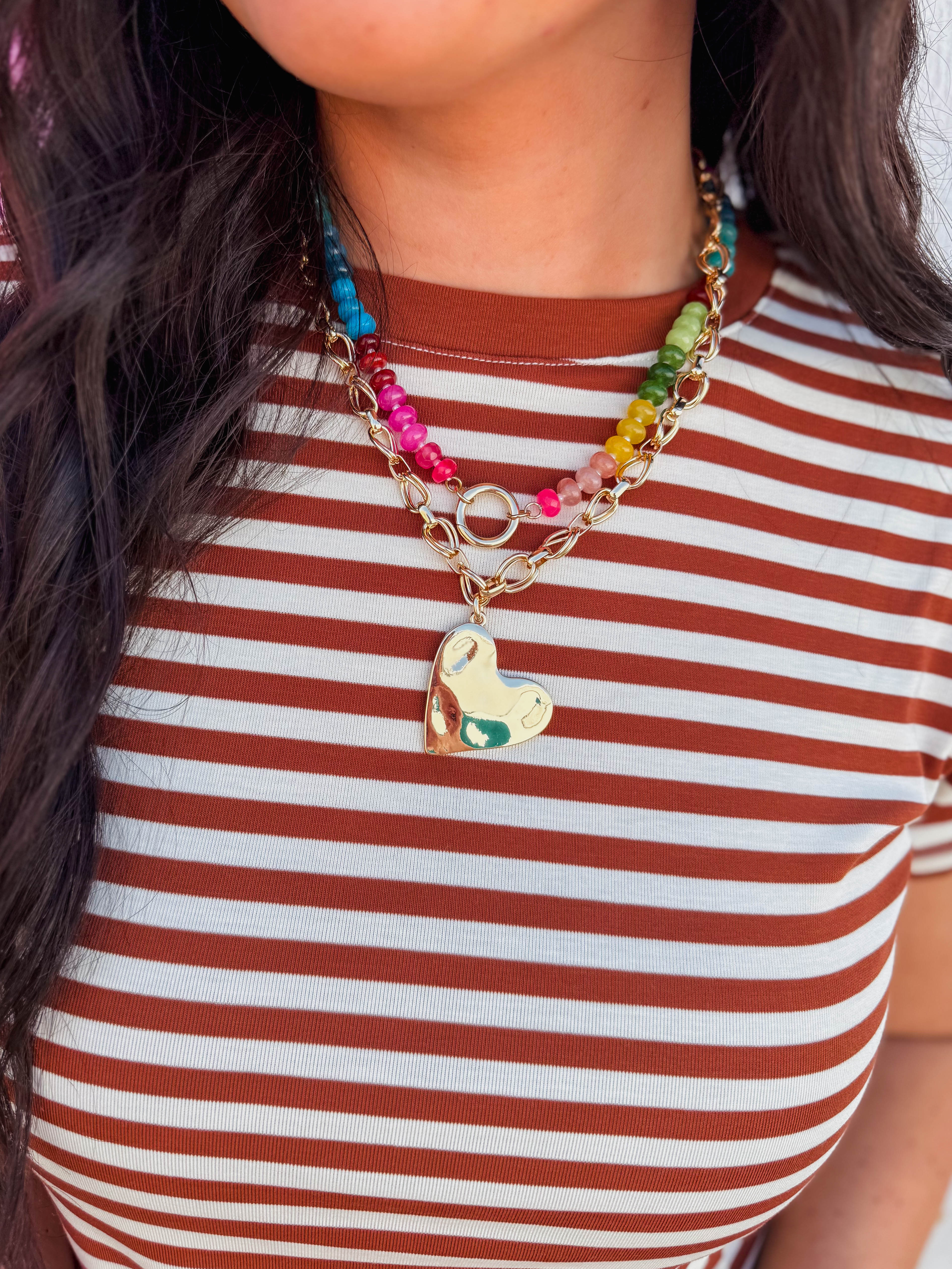 Lucy Rainbow Gemstone Beaded Charm Necklace Base - Image 2