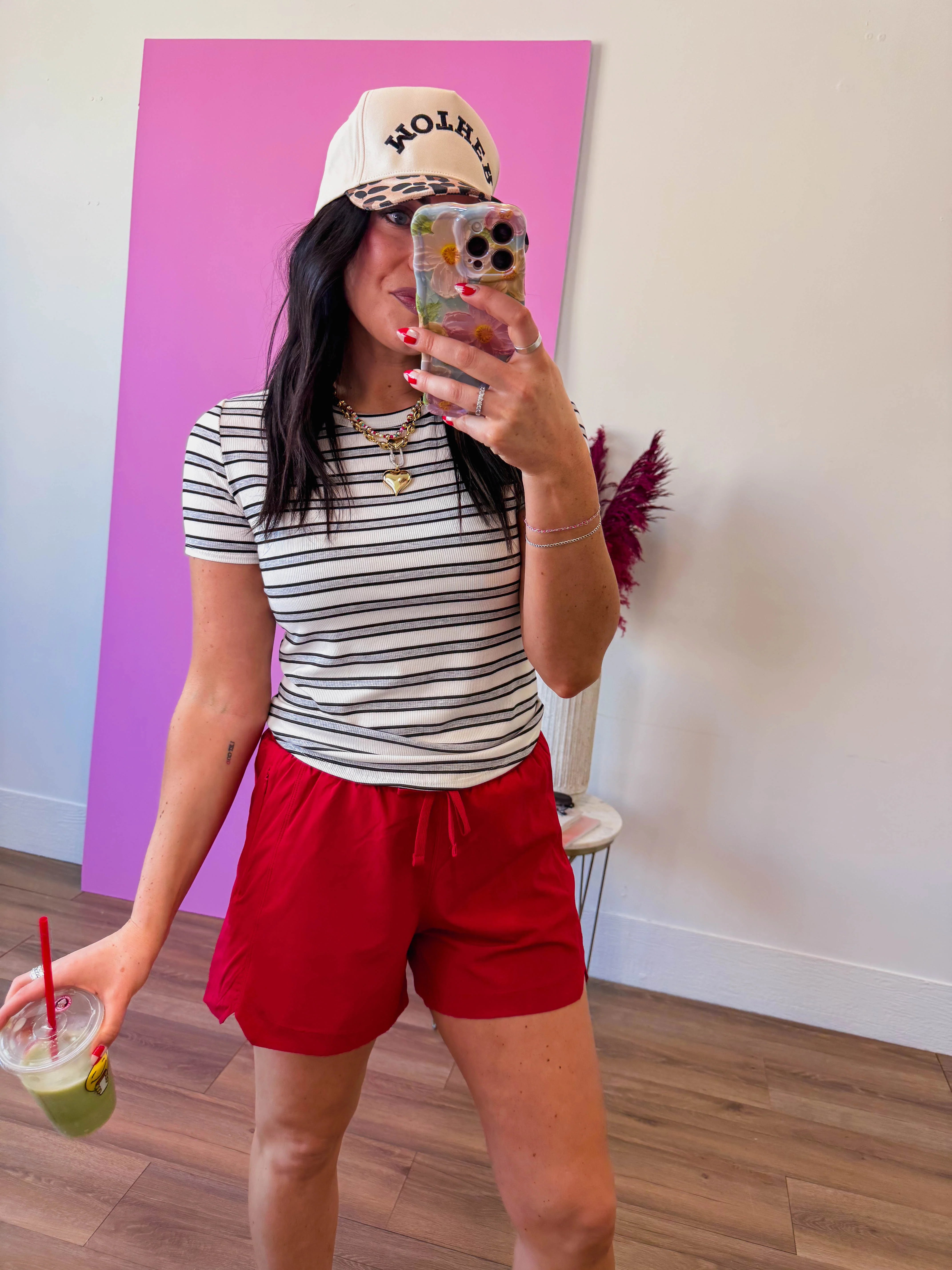 Macey Active Shorts-Red - Image 8