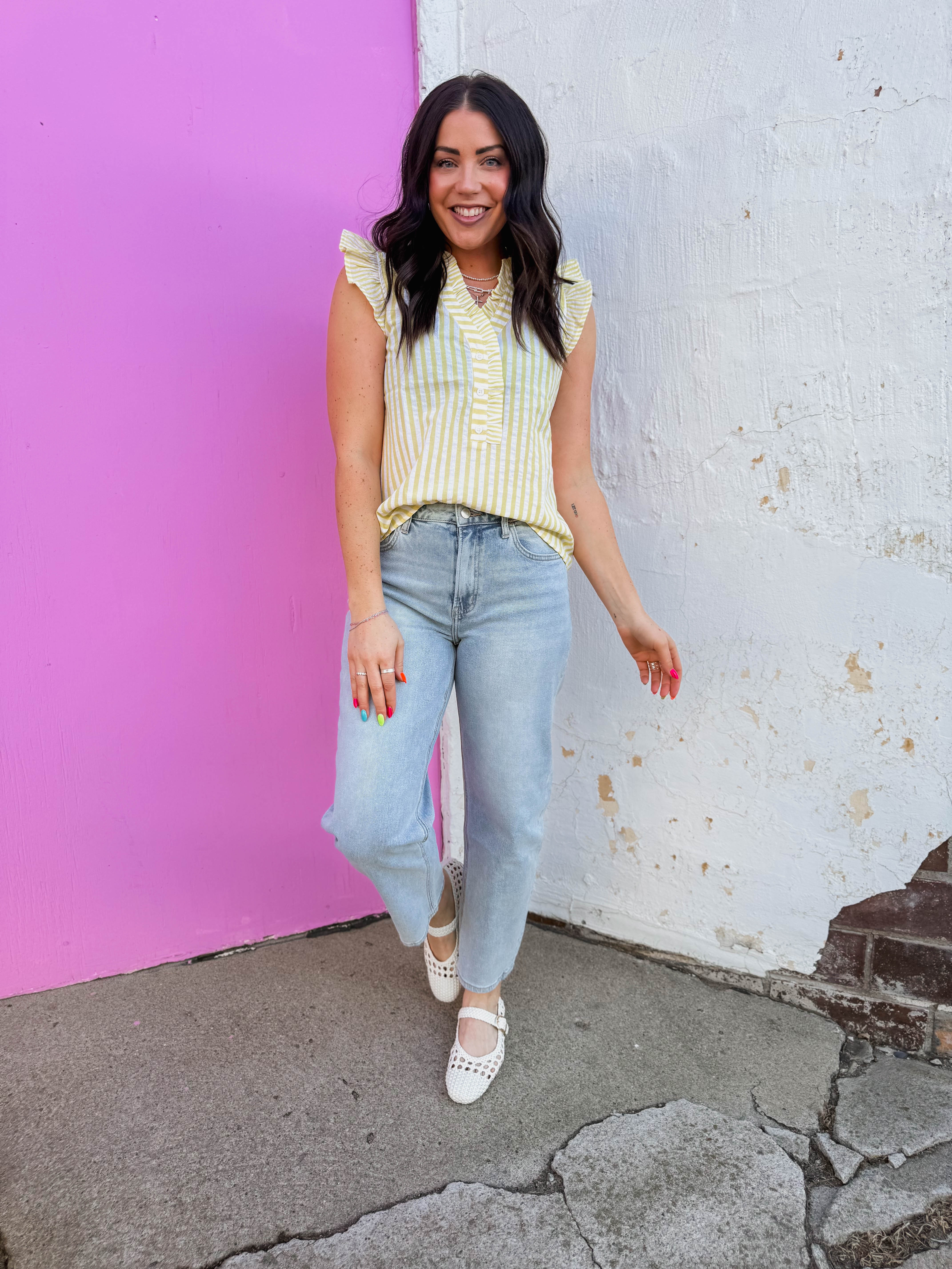 Mae Striped Top-Yellow - Image 10