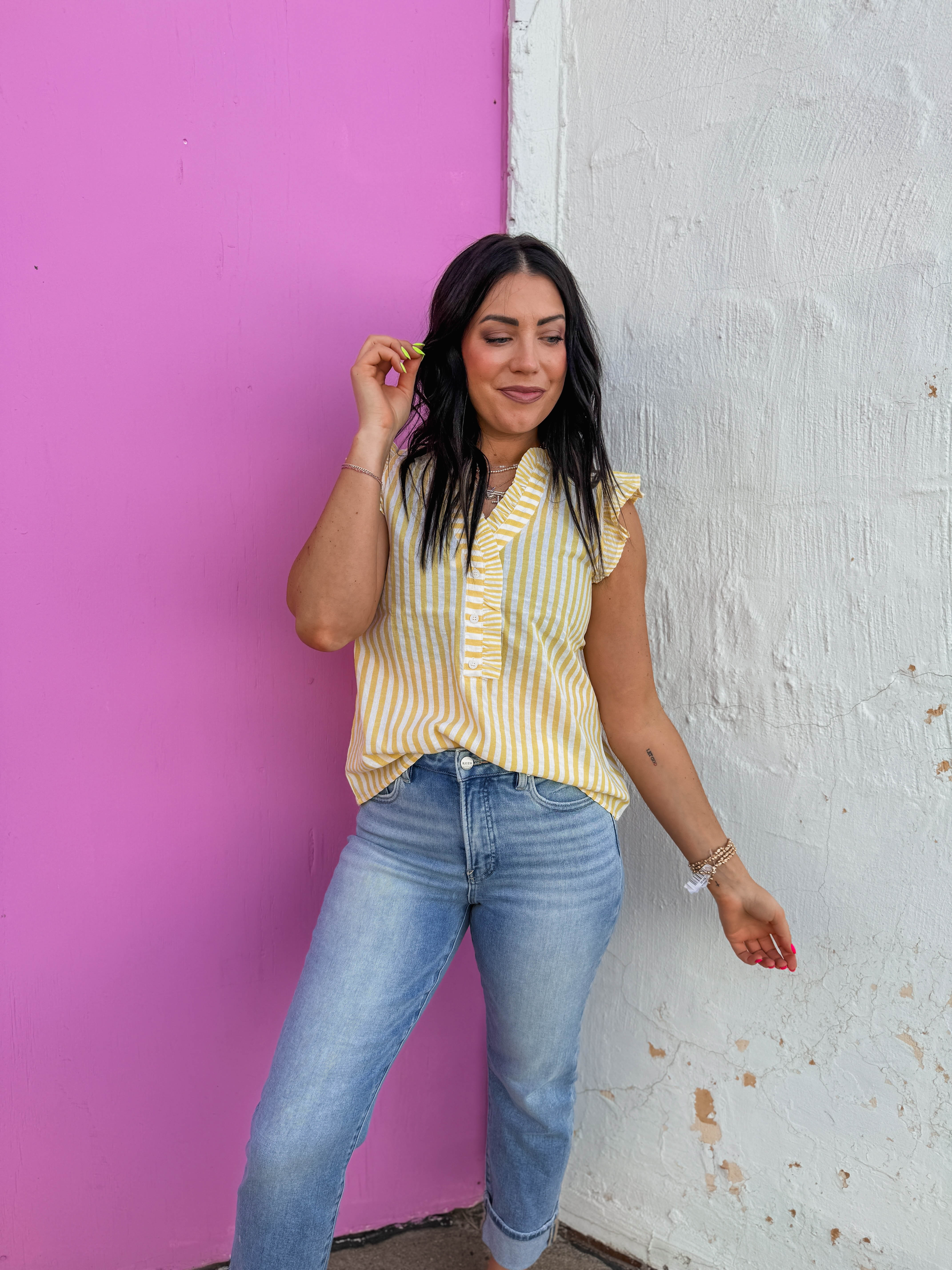 Mae Striped Top-Yellow - Image 4