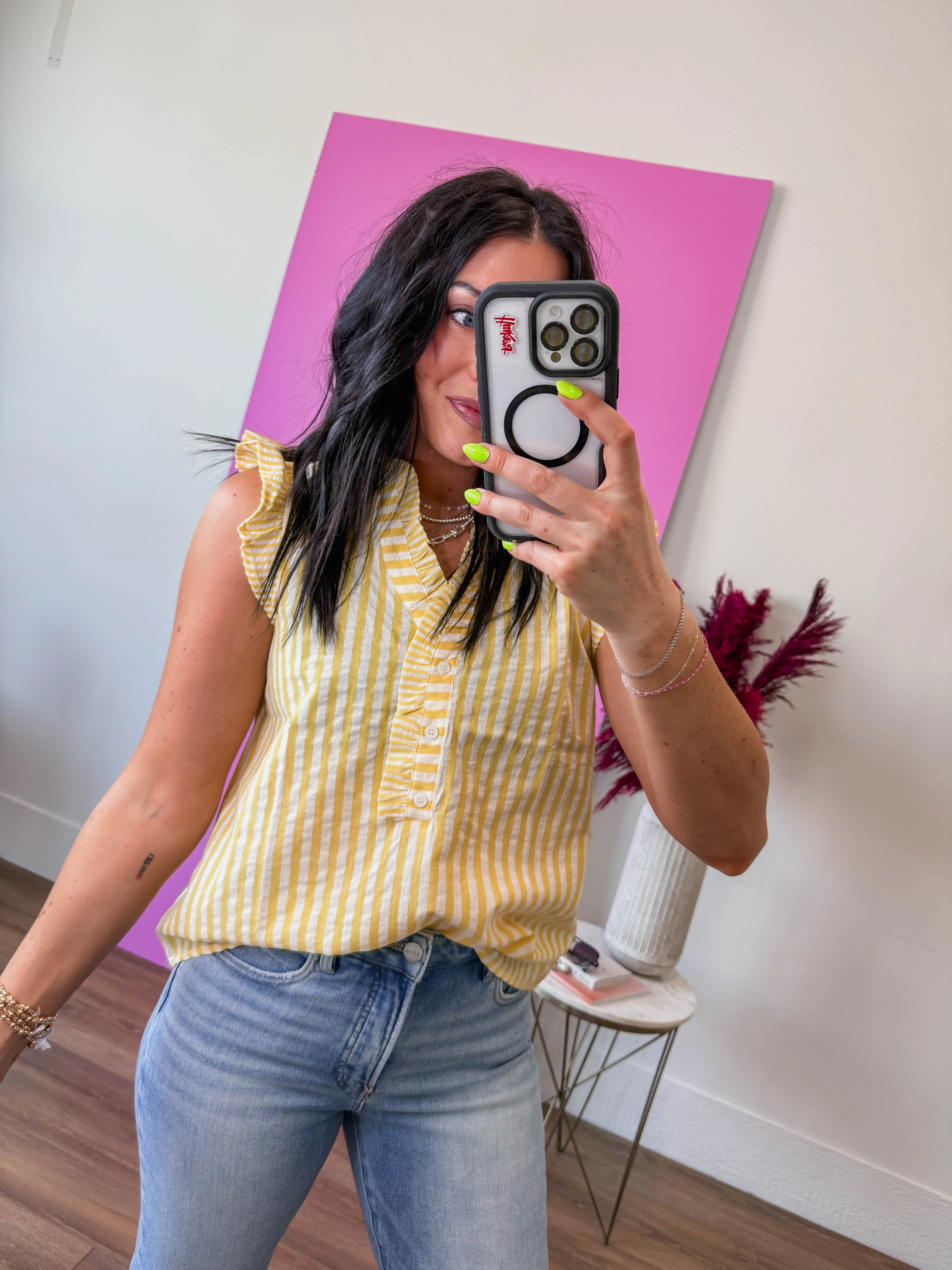 Mae Striped Top-Yellow - Image 6