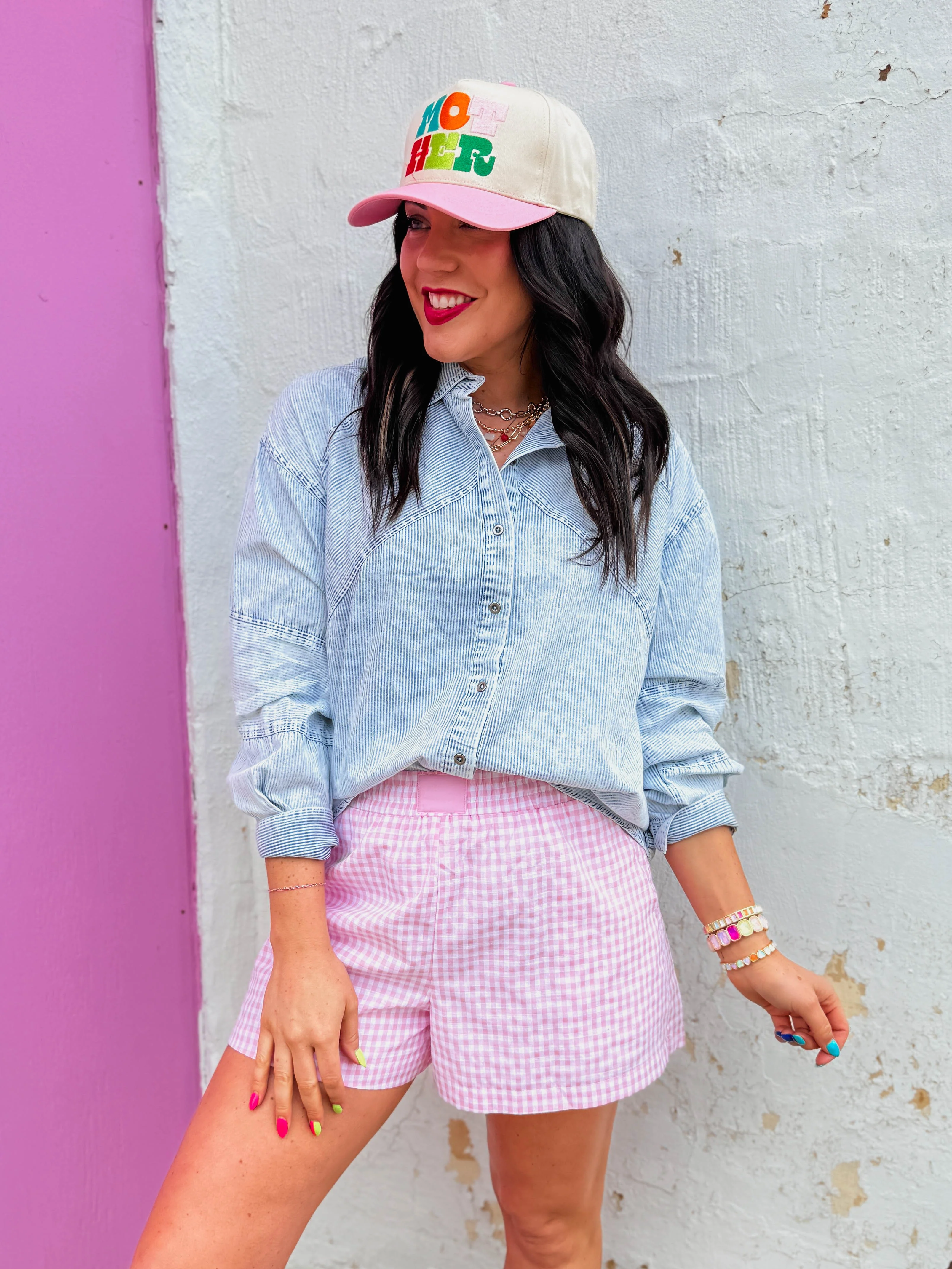 Margaret Button Down Top-Light Indigo - Image 3