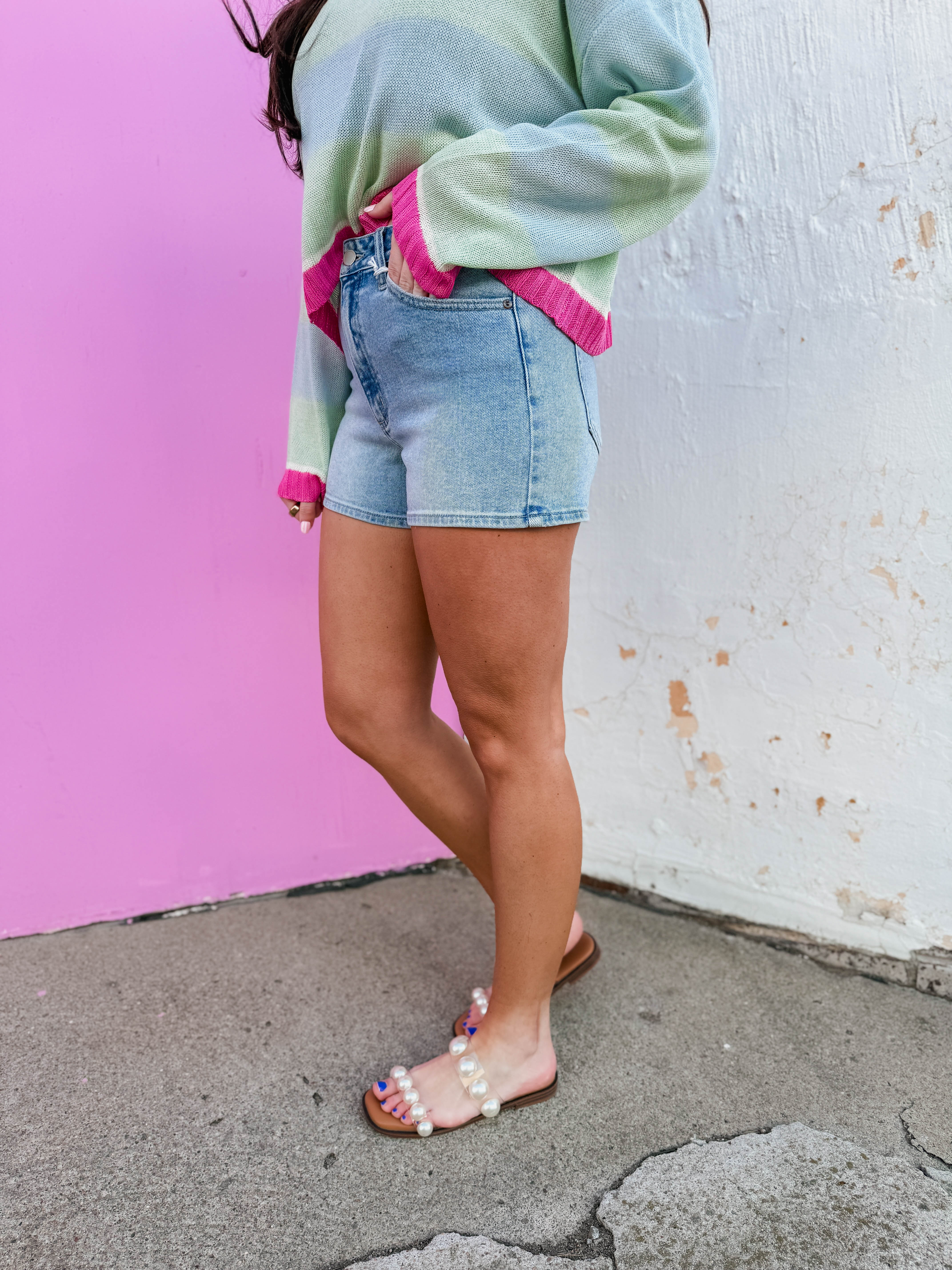 Marlie High Rise Denim Shorts - Image 8