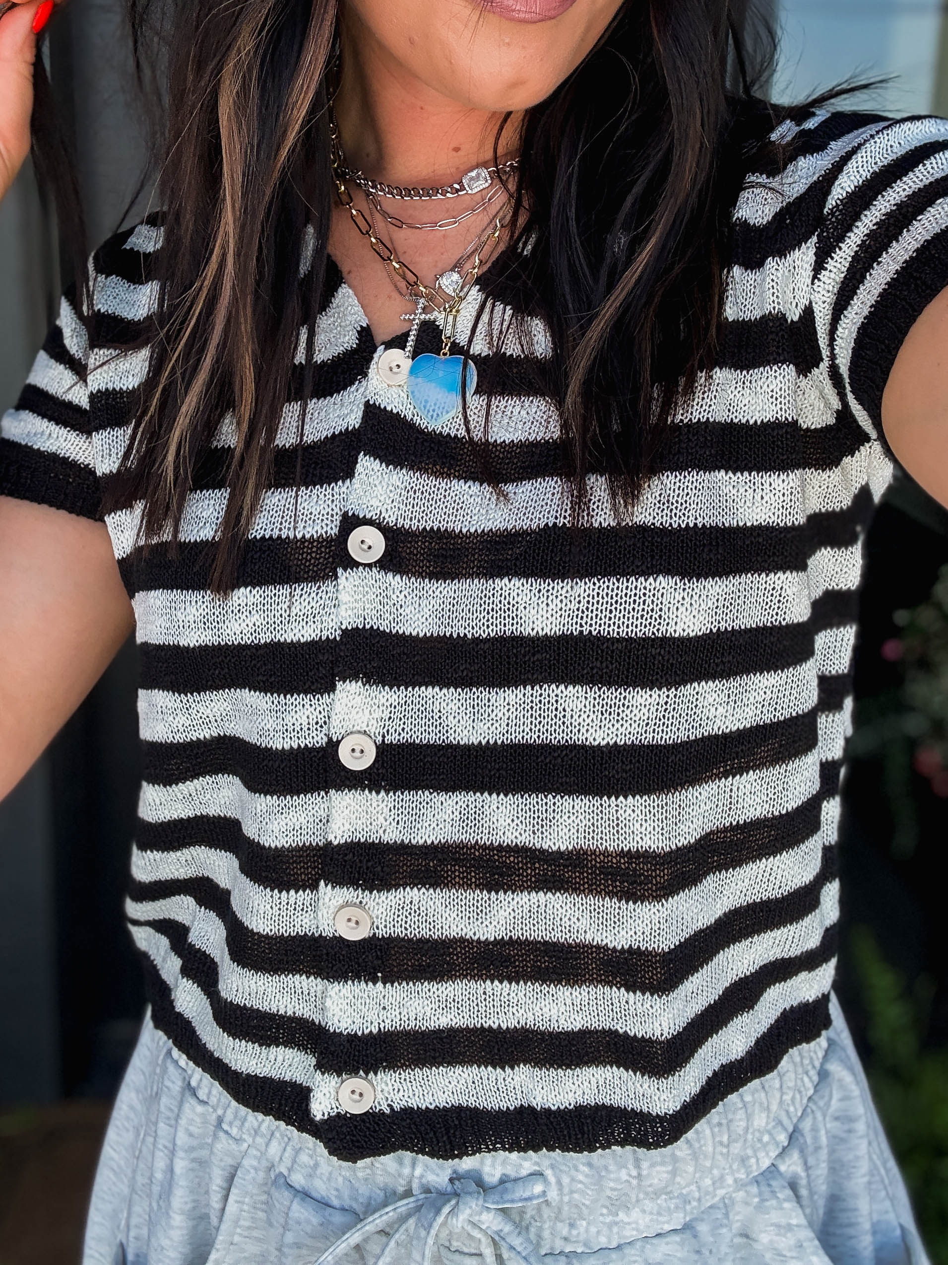 Masyn Striped Knit Top