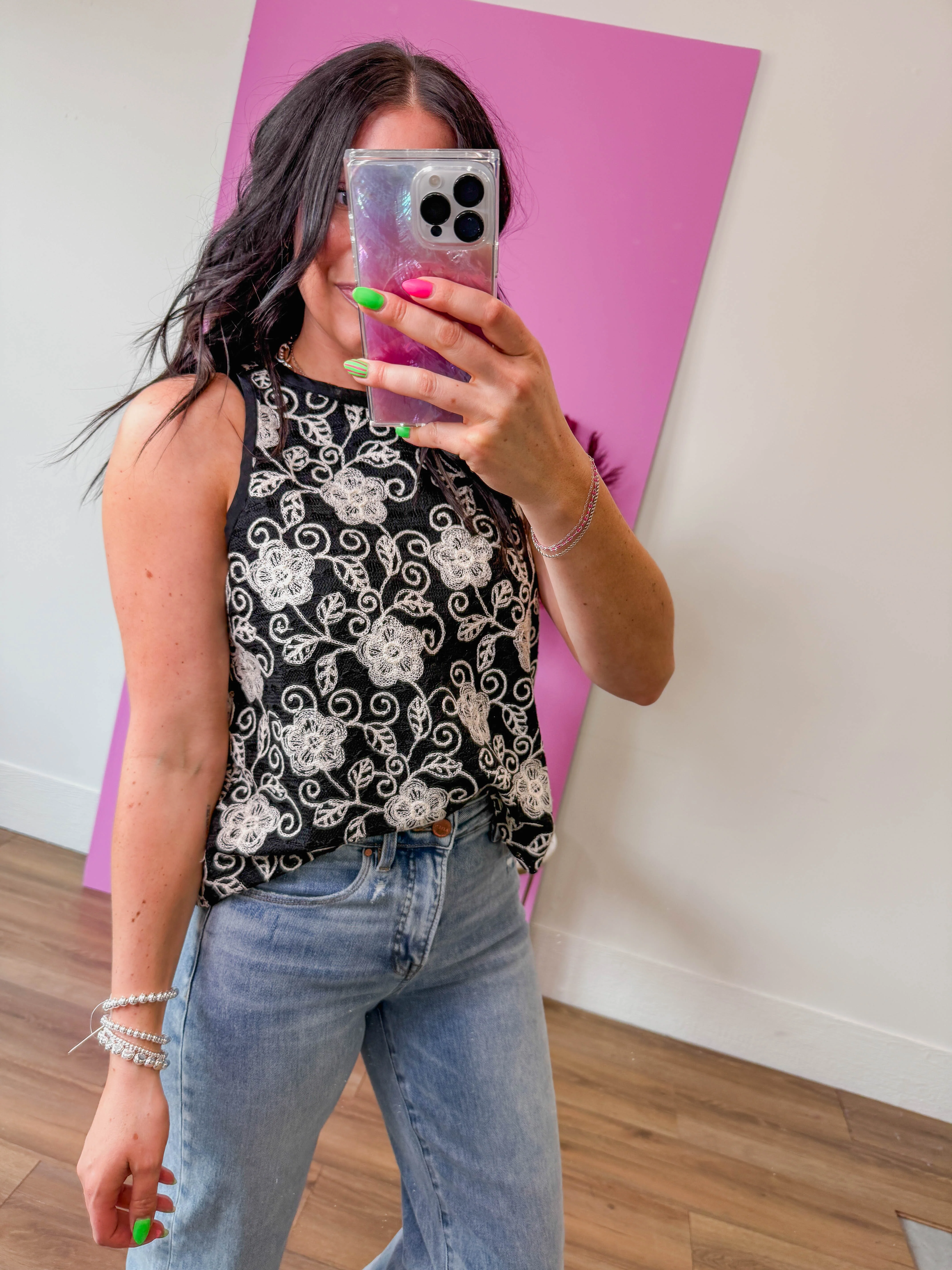 Mattie Floral Embroidered Tank
