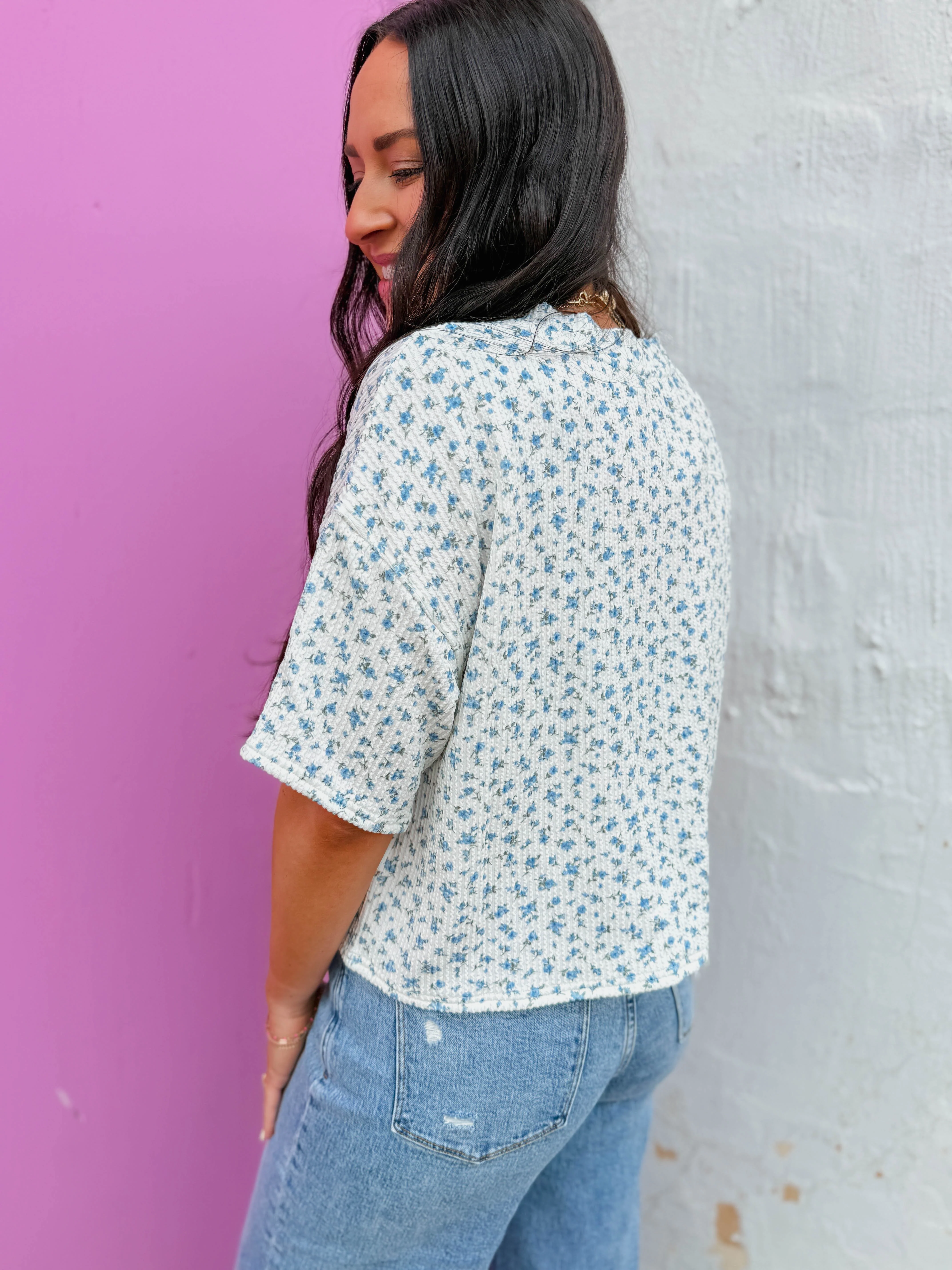 Meadow Floral Top-Blue - Image 8