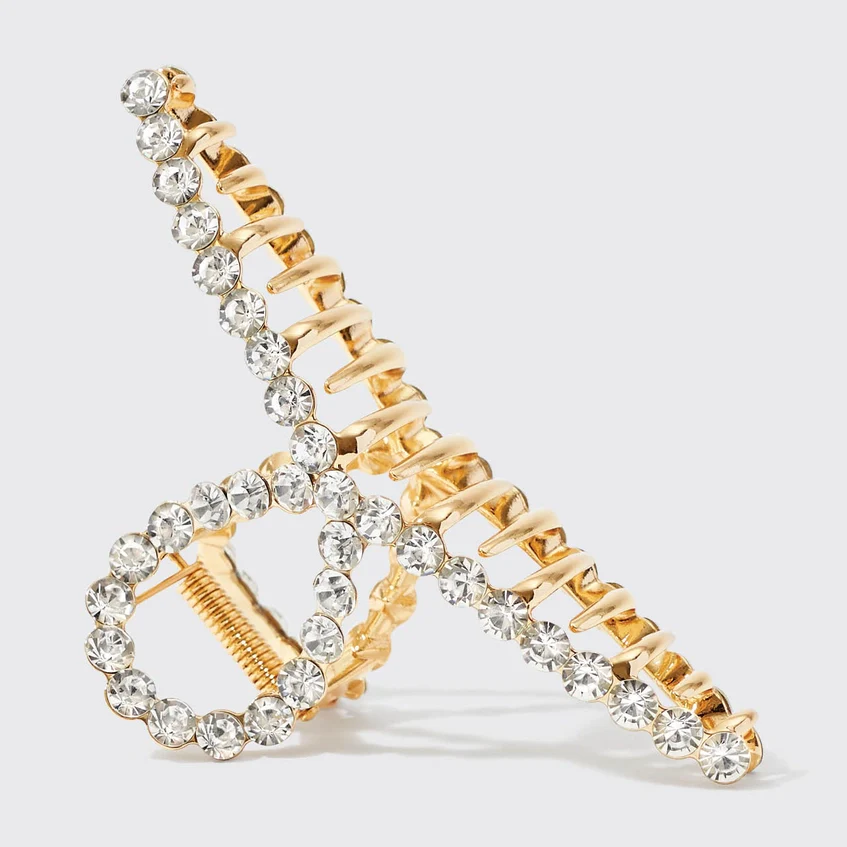 Metal Rhinestone Loop Claw Clip-1pc-Gold - Image 6