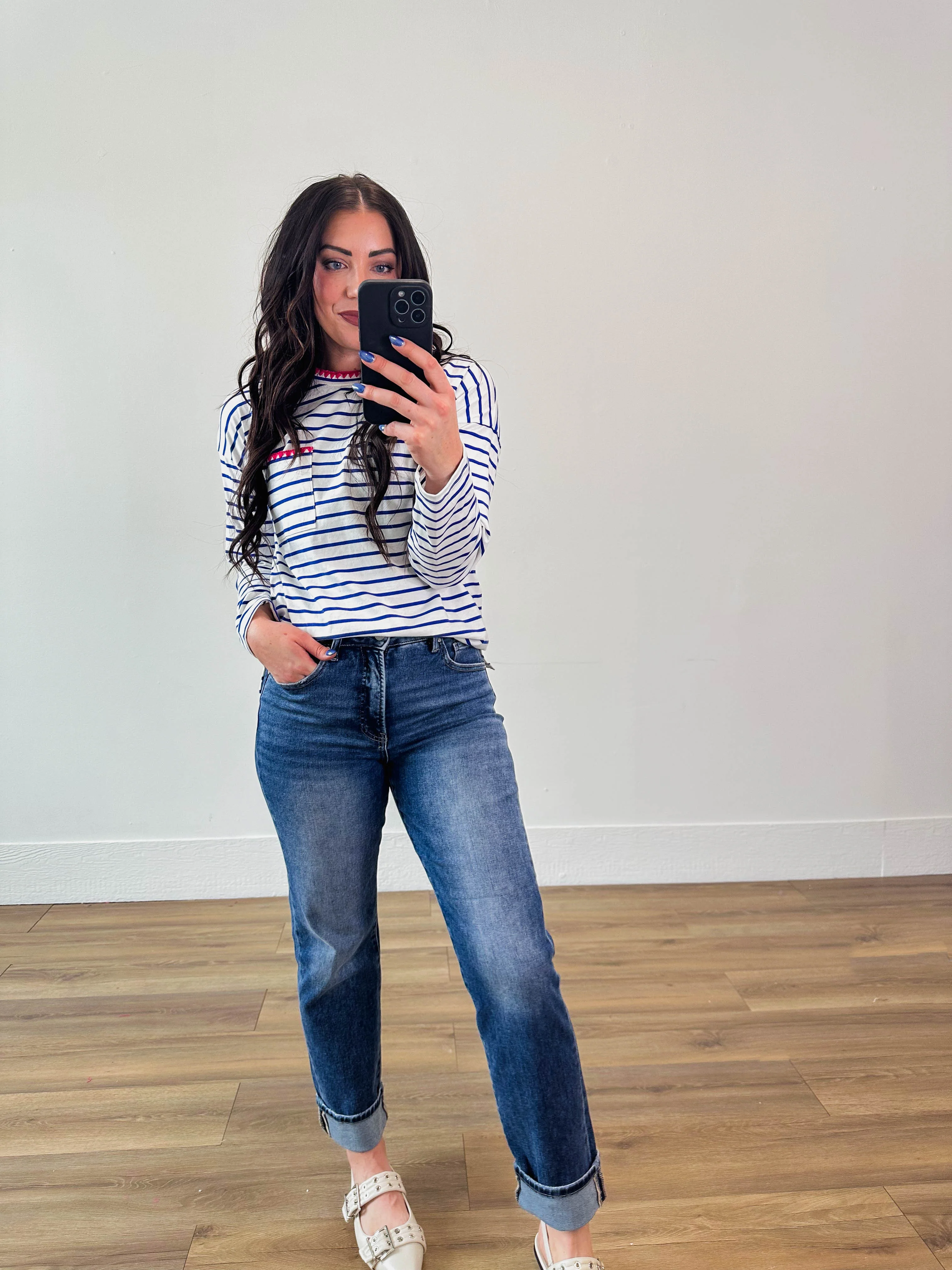 Molly High Rise Cuffed Denim-Dark Wash - Image 10