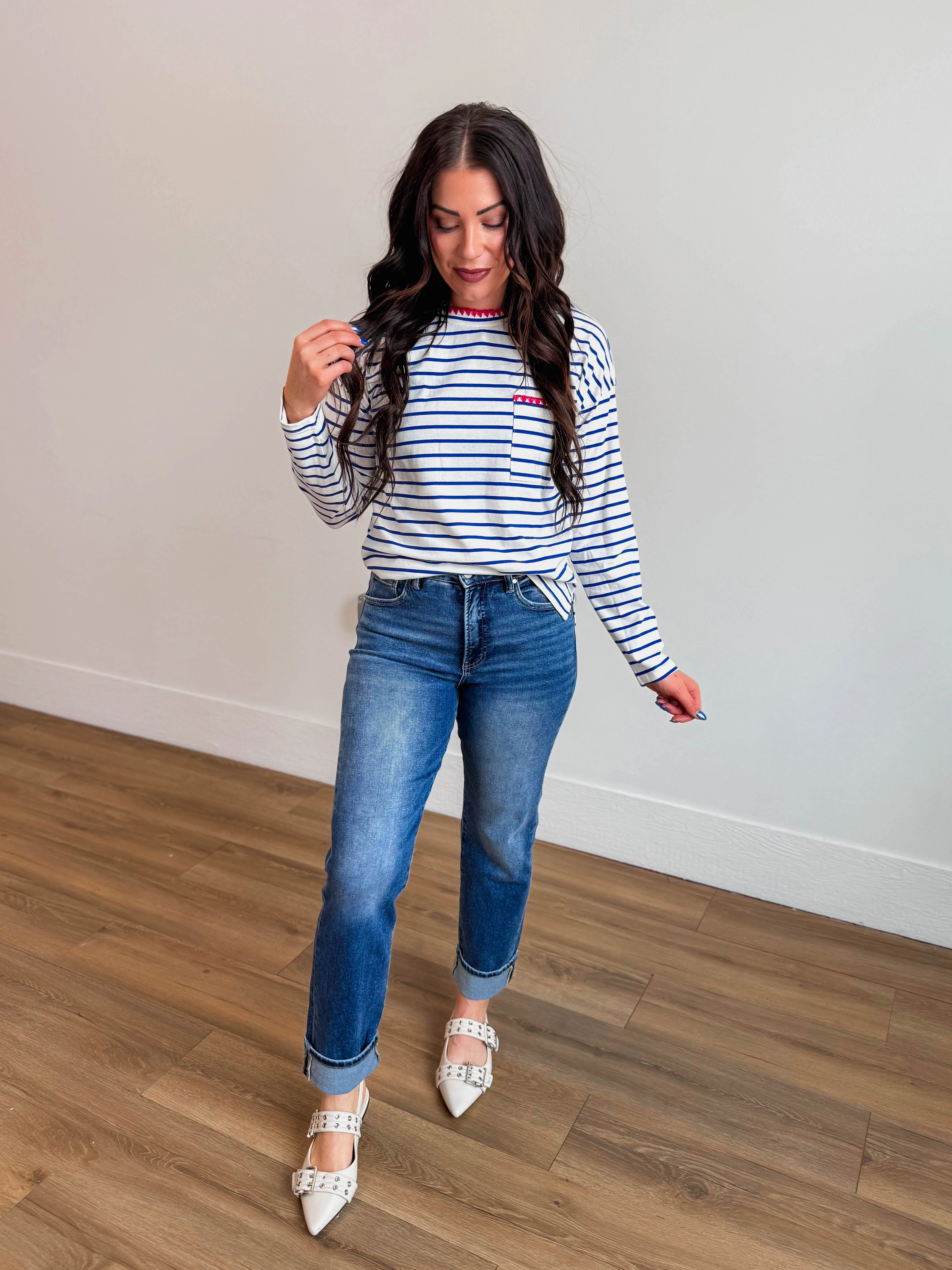 Molly High Rise Cuffed Denim-Dark Wash - Image 7