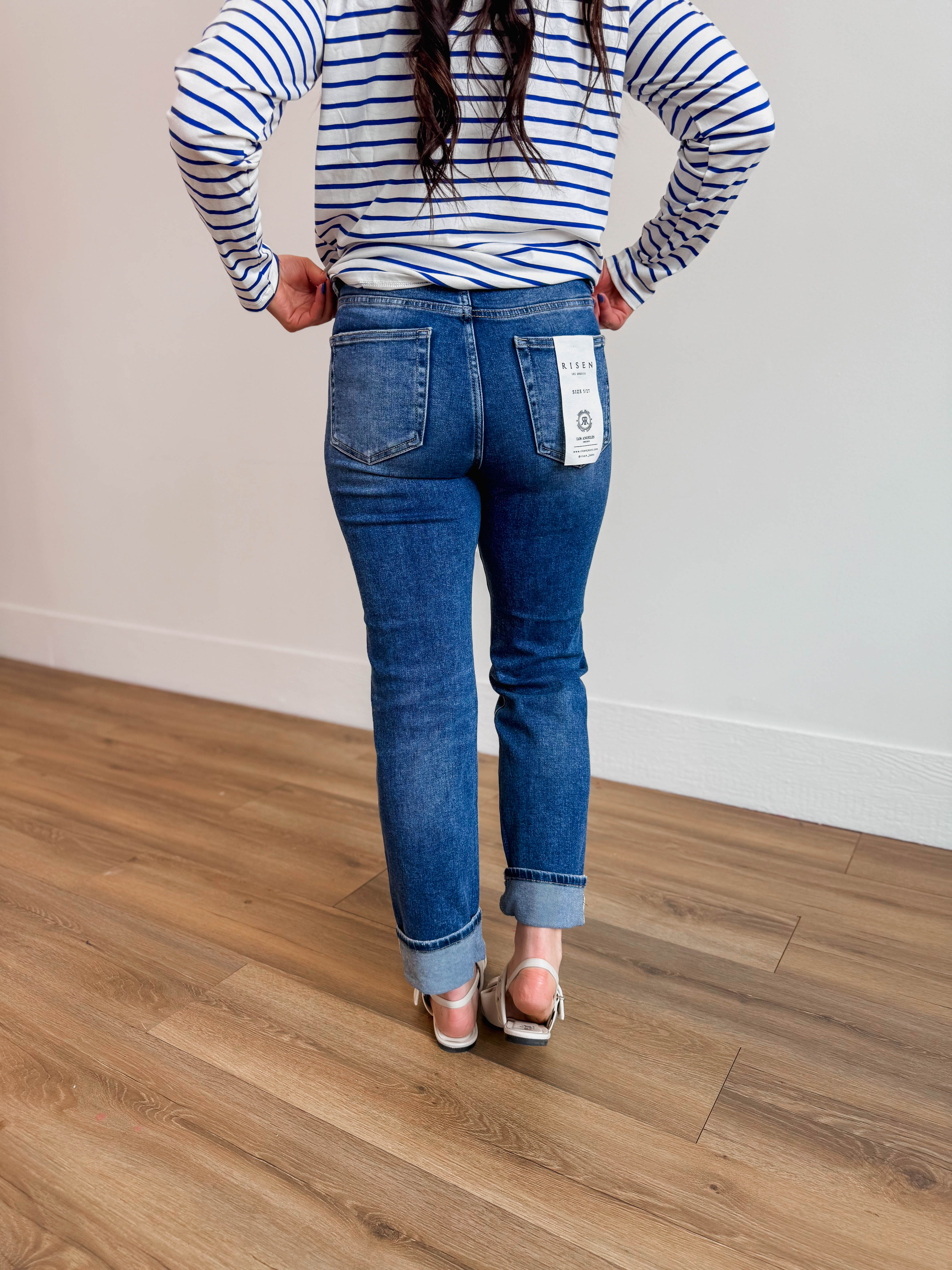 Molly High Rise Cuffed Denim-Dark Wash - Image 9