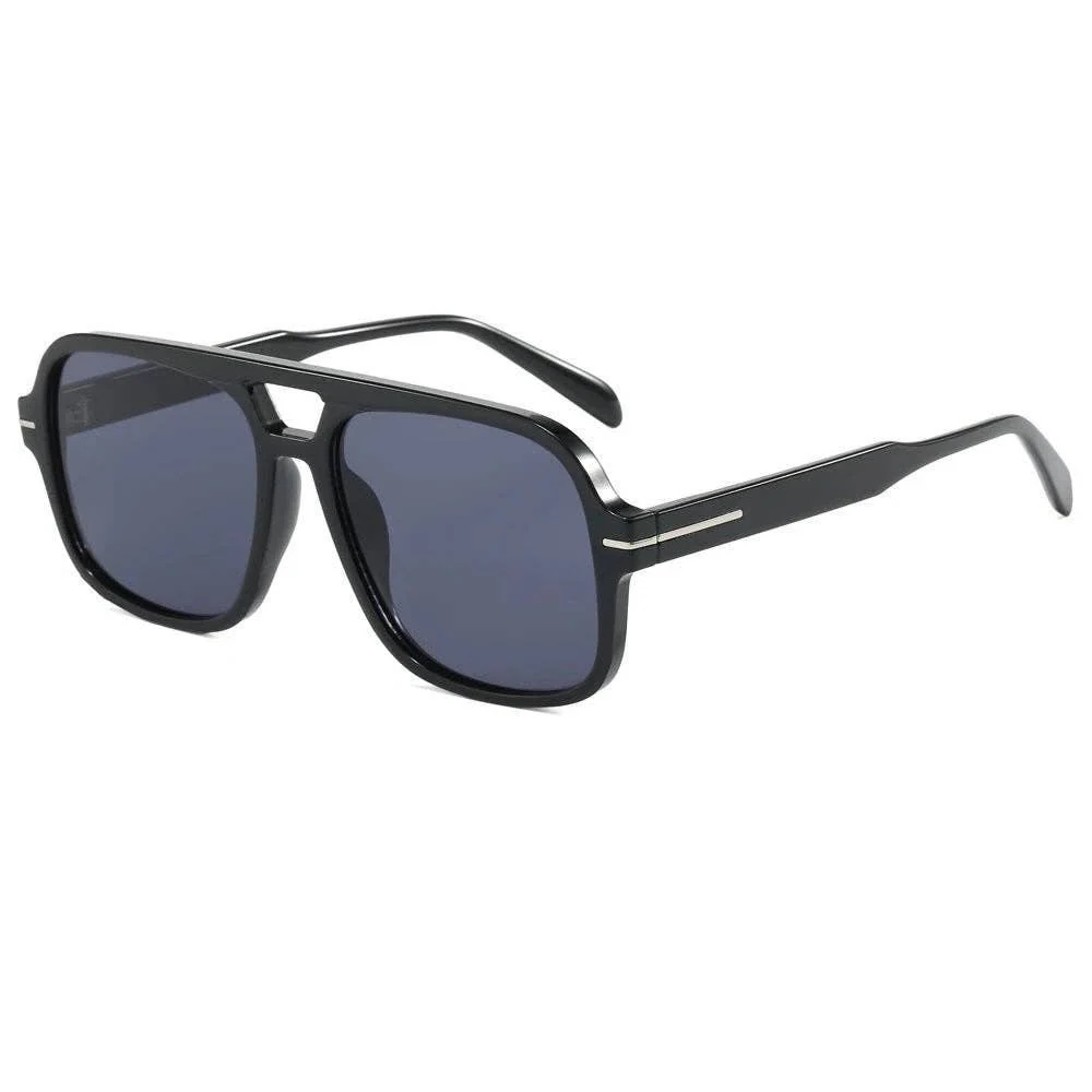 Natalie Oversized Aviator Sunglasses-Black Frame/Black Lens - Image 5
