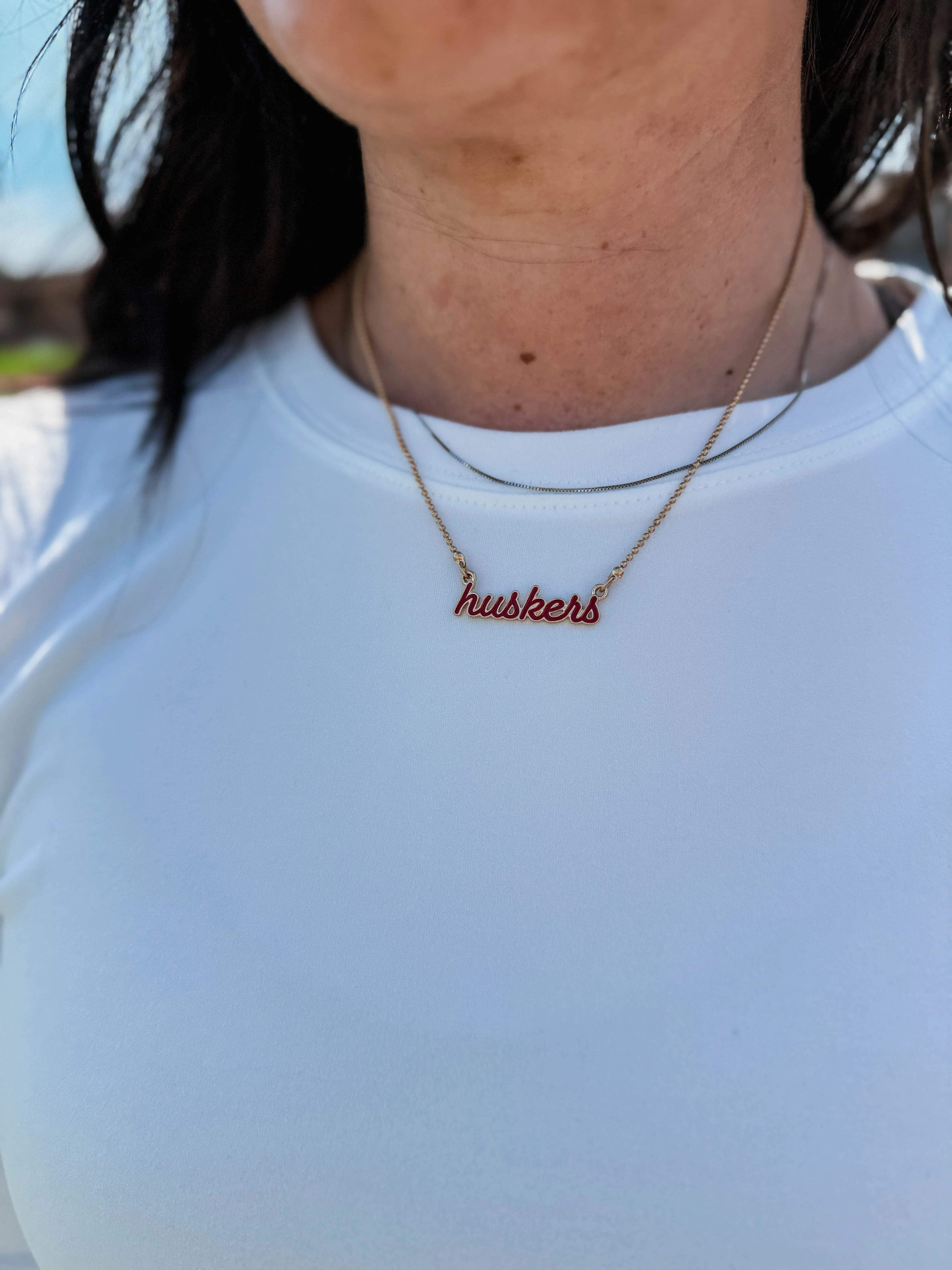 Nebraska Huskers Enamel Script Necklace - Image 2