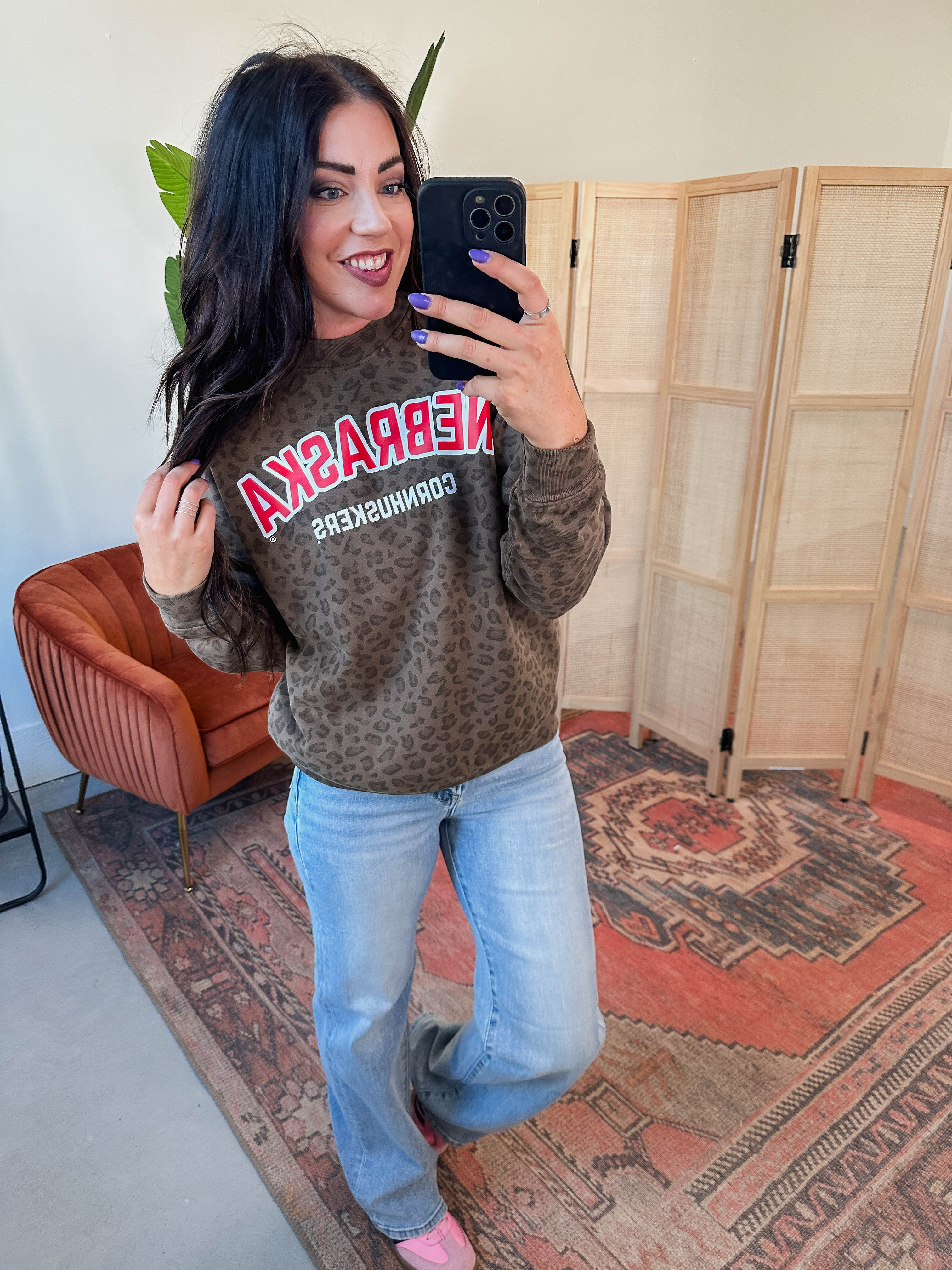 Nebraska Cornhuskers Leopard Crew - Image 3