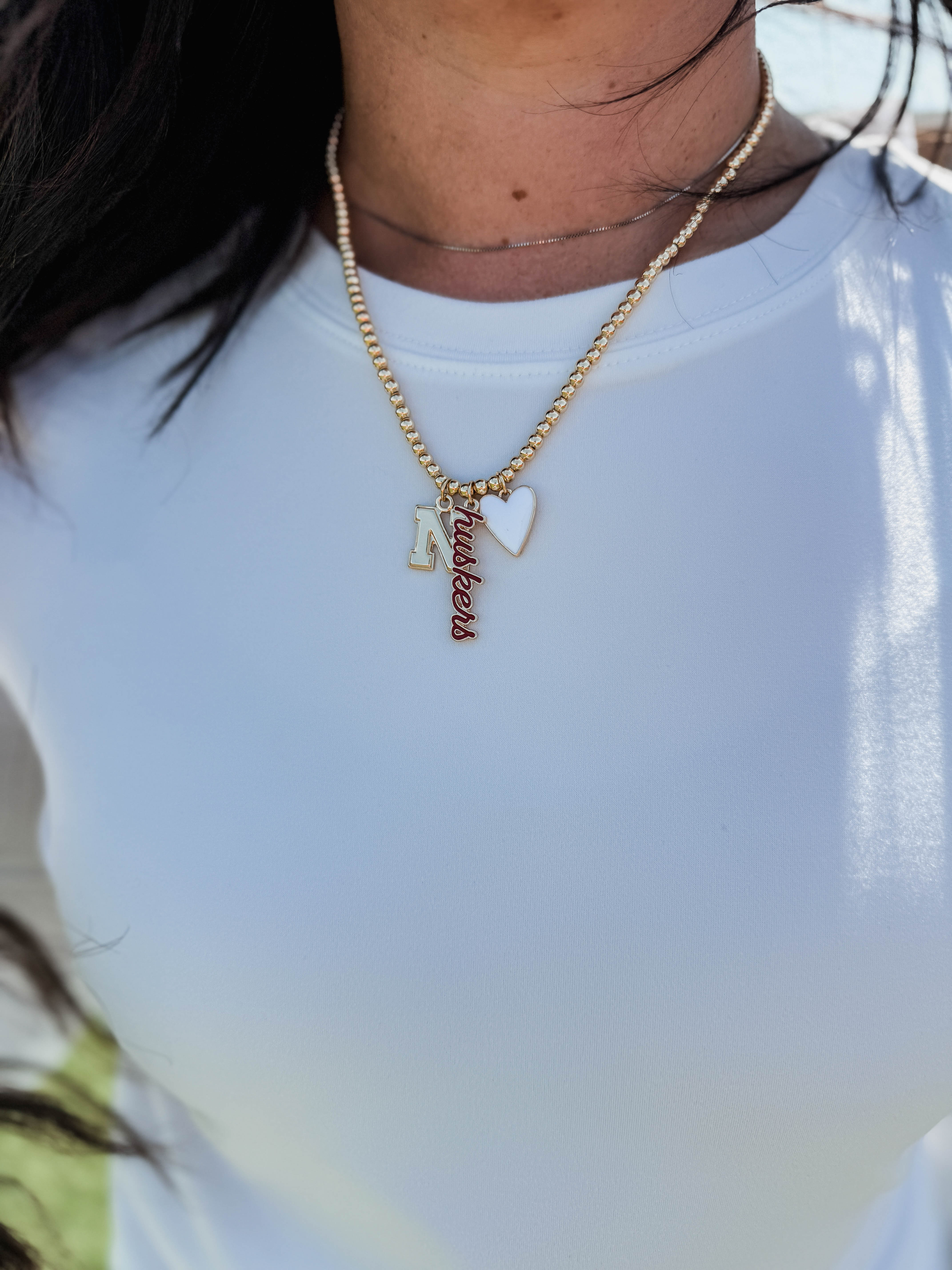 Nebraska Huskers Beaded Charm Necklace - Image 2