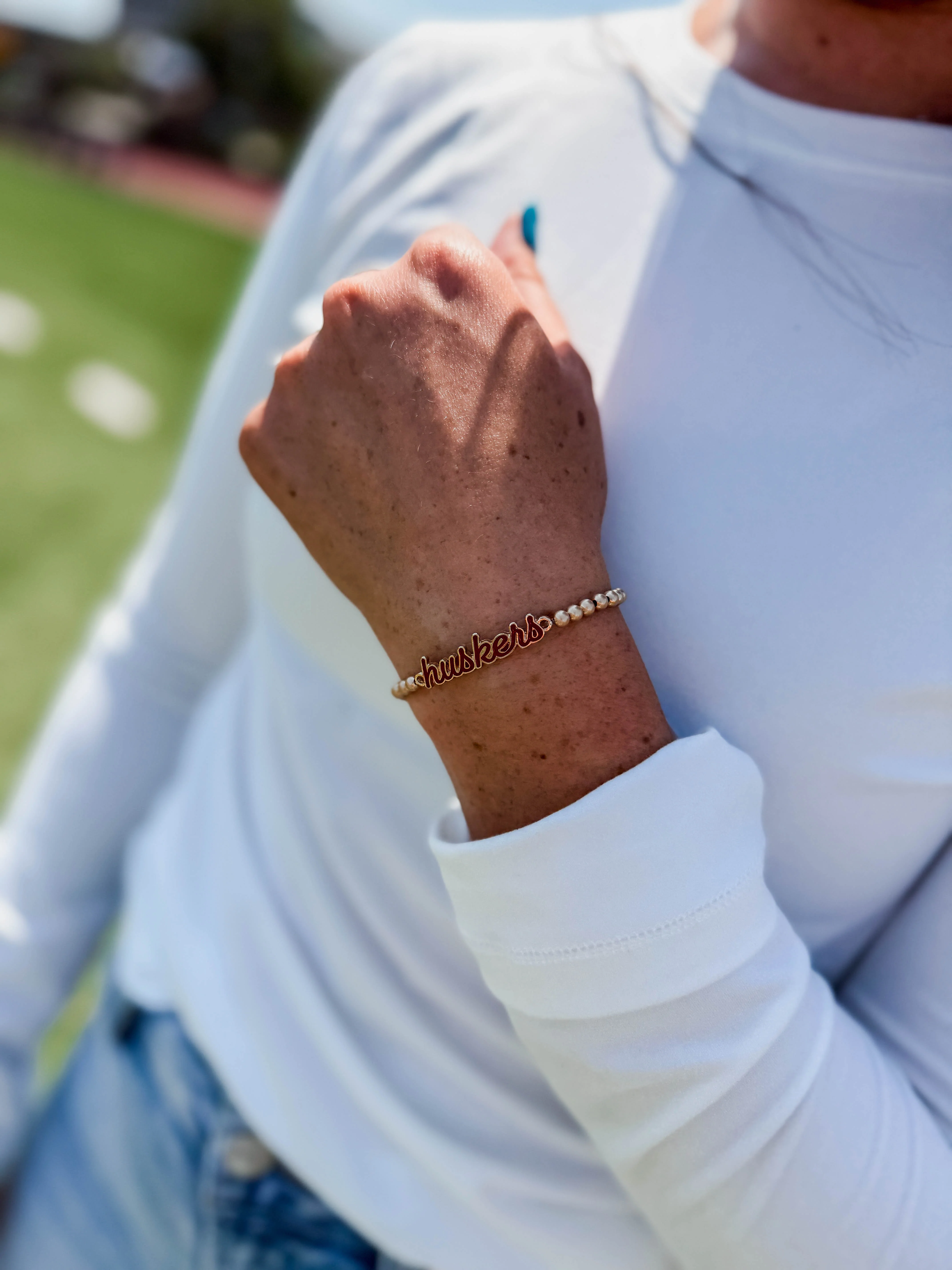 Nebraska Huskers Enamel Script Stretch Bracelet - Image 3