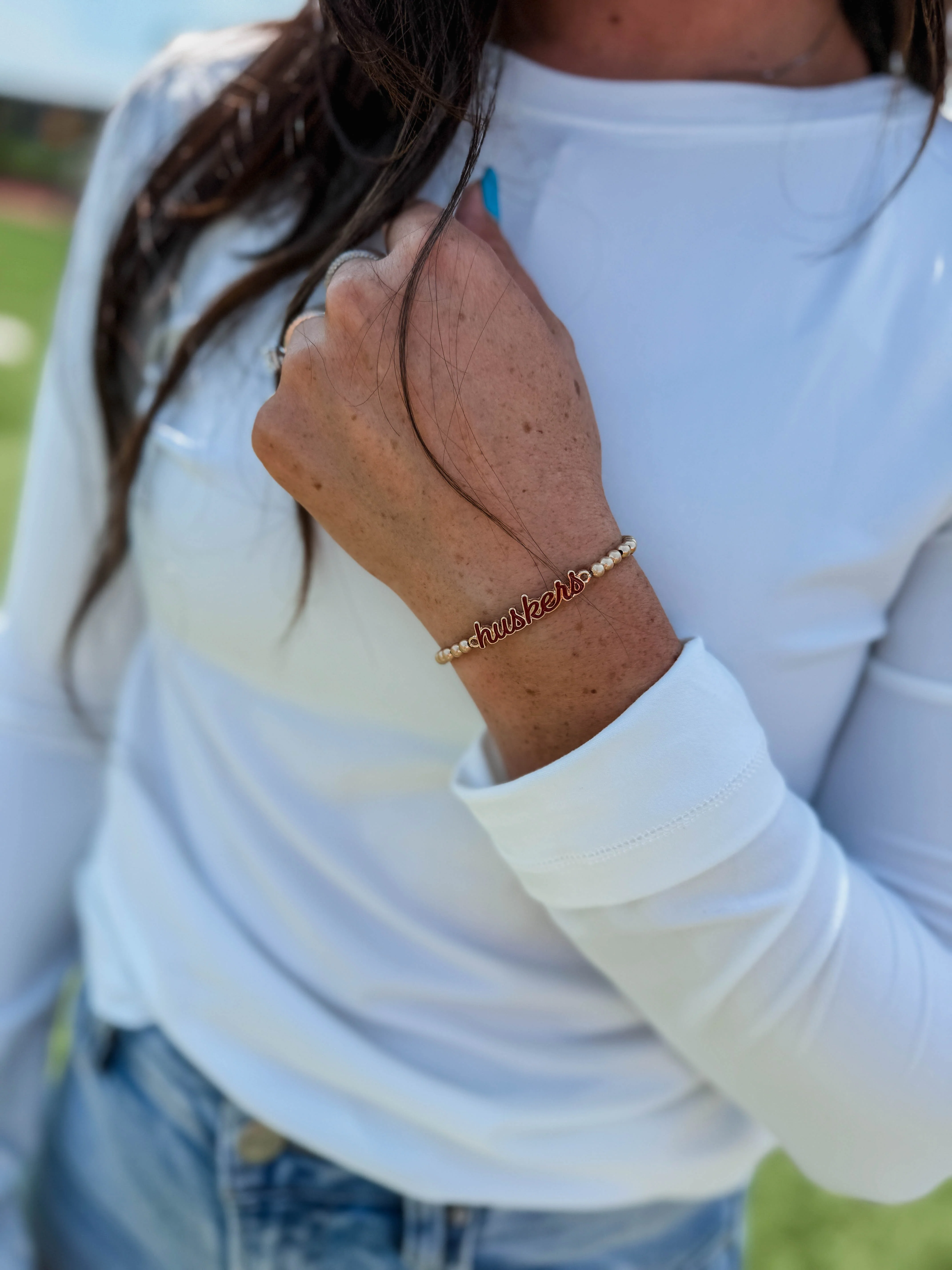Nebraska Huskers Enamel Script Stretch Bracelet - Image 5