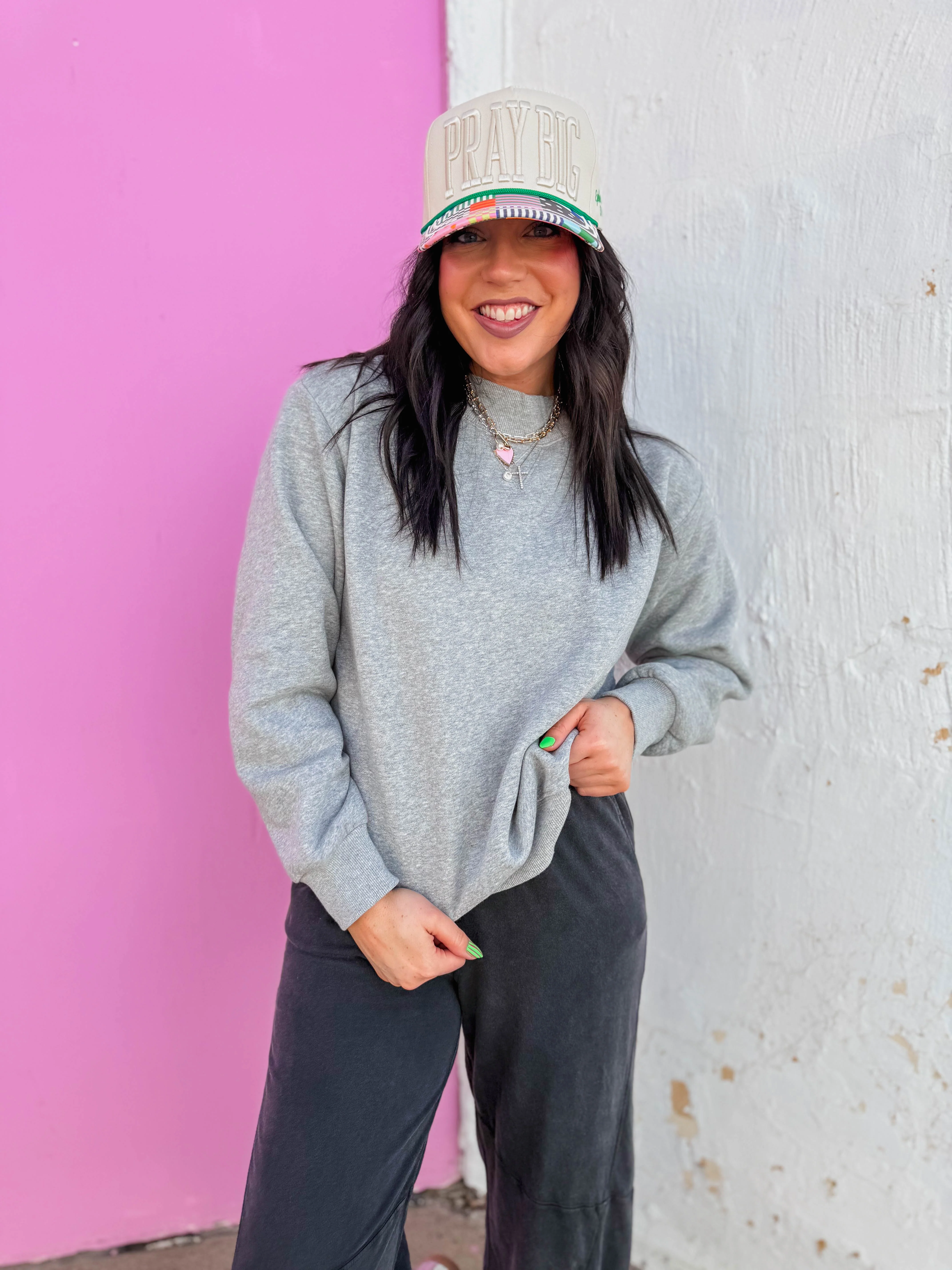 Nelly Mock Neck Sweatshirt-Heather Grey - Image 10
