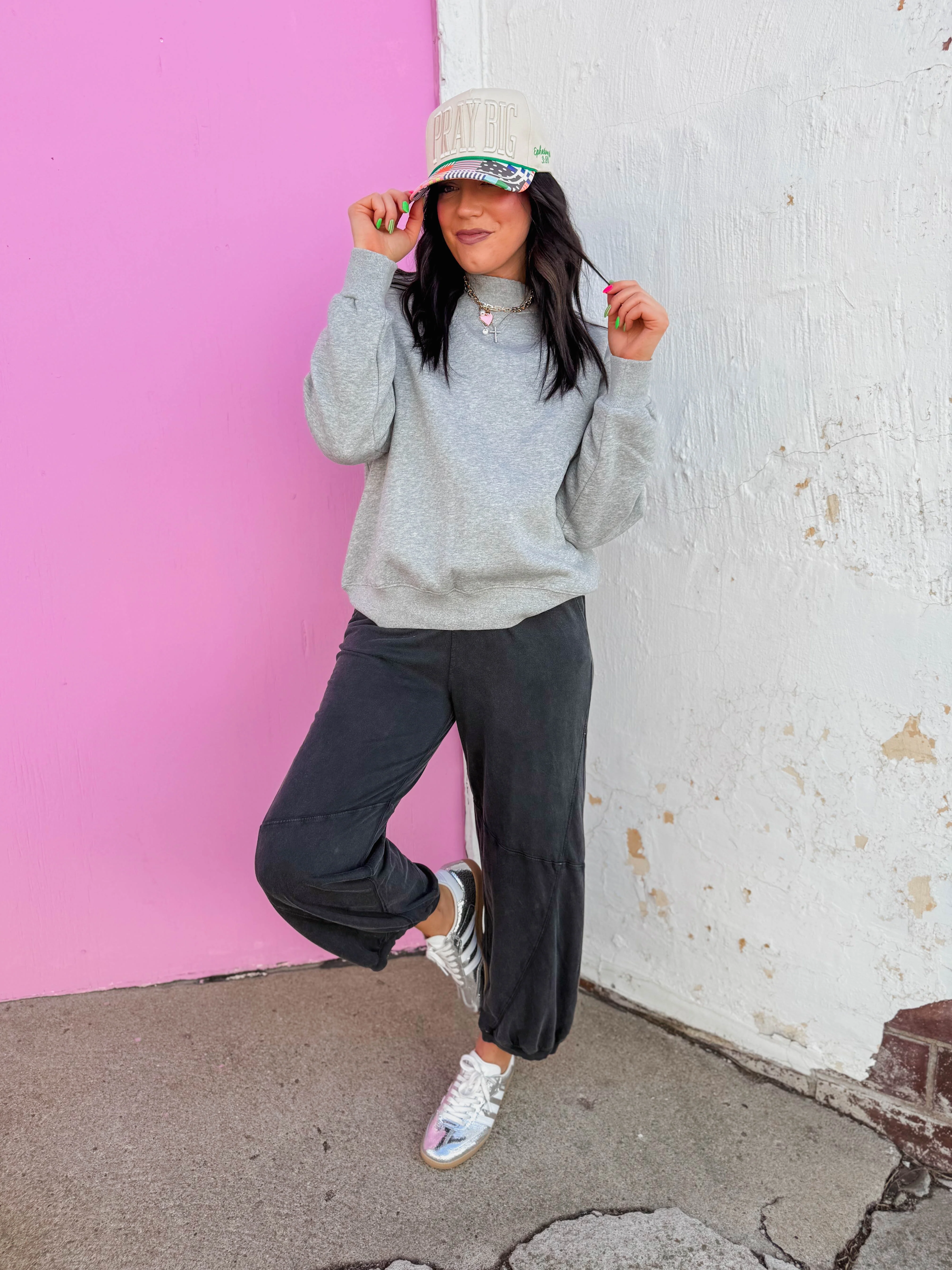 Nelly Mock Neck Sweatshirt-Heather Grey - Image 11