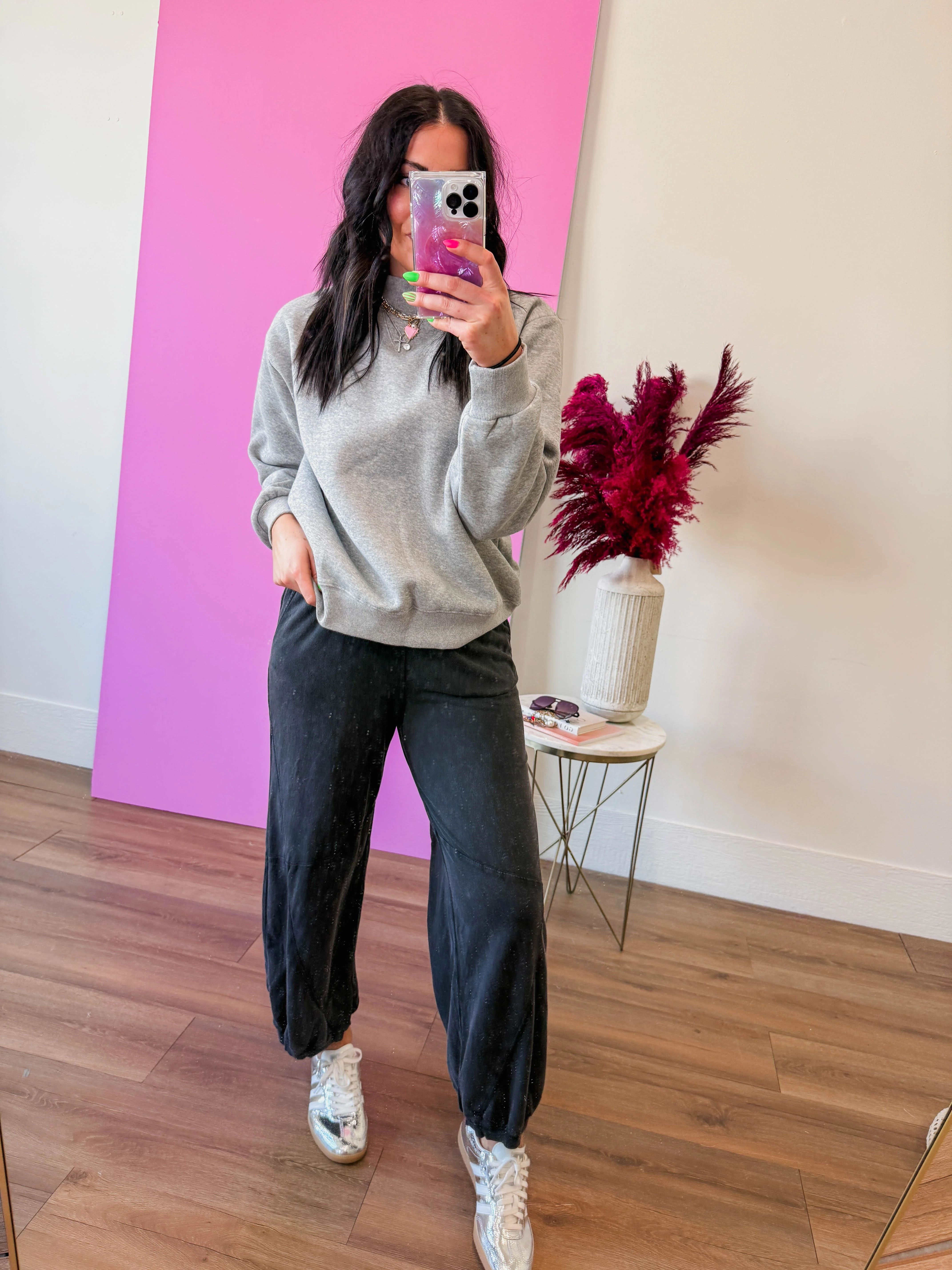 Nelly Mock Neck Sweatshirt-Heather Grey - Image 12
