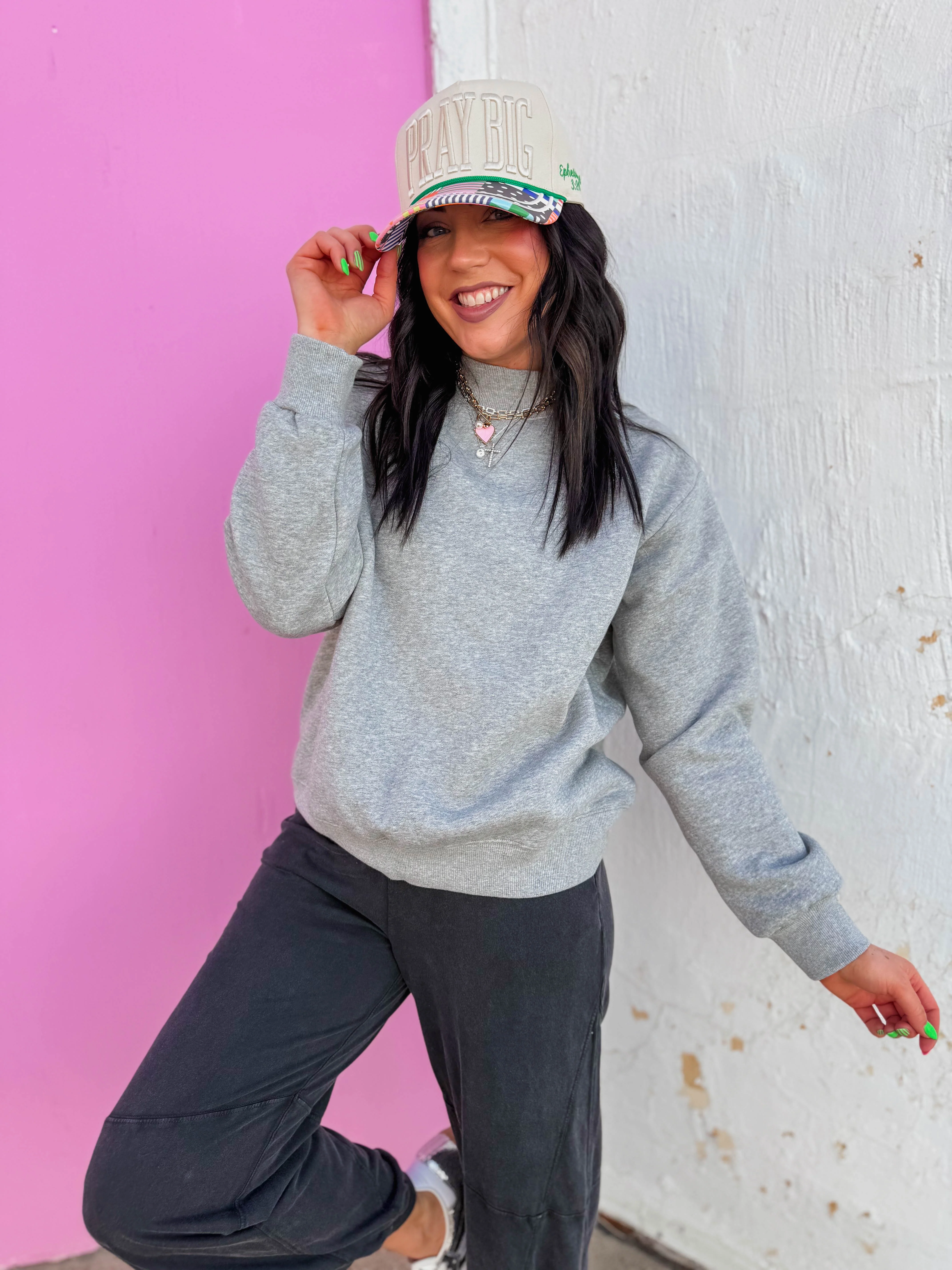 Nelly Mock Neck Sweatshirt-Heather Grey - Image 13