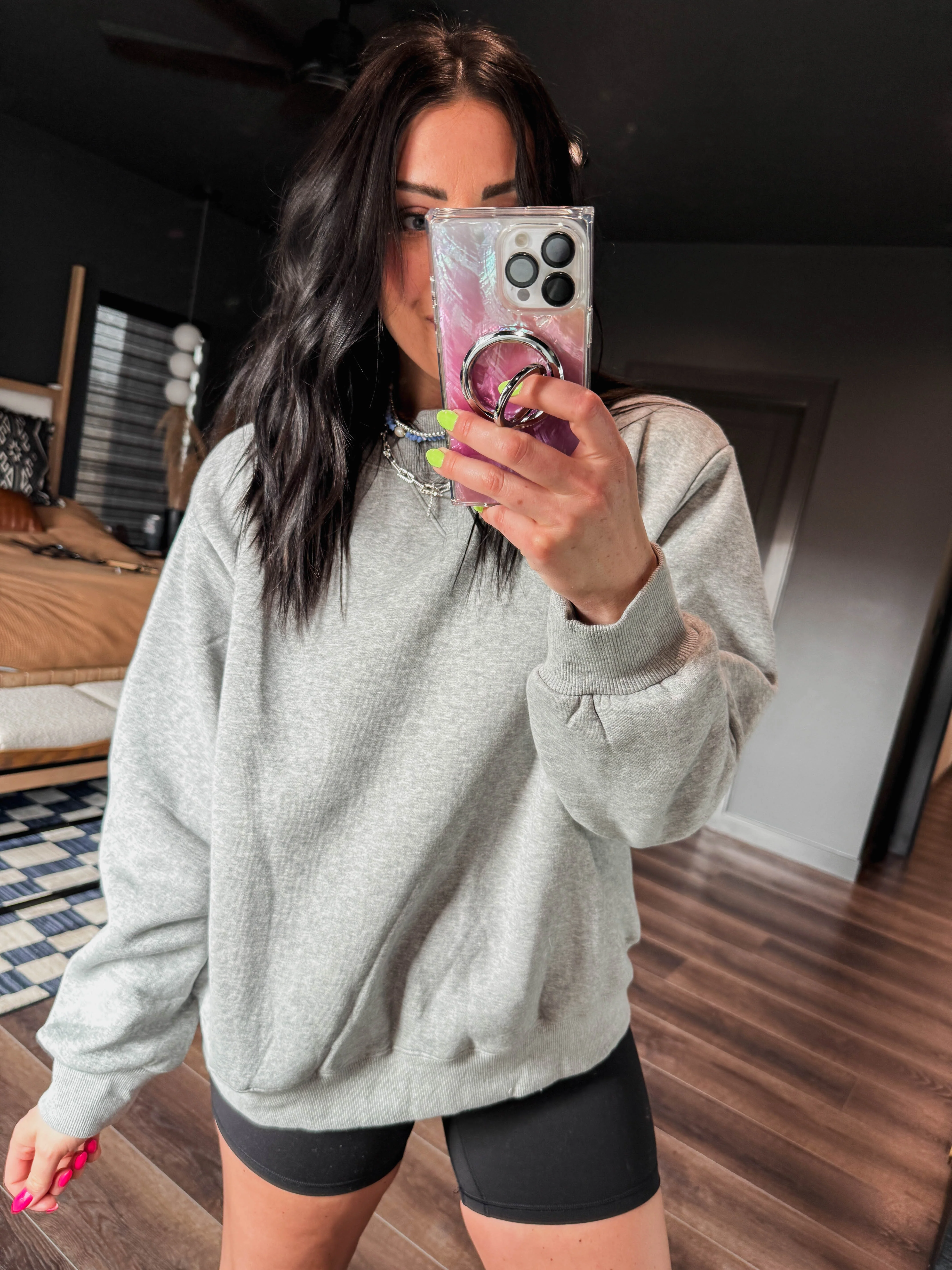 Nelly Mock Neck Sweatshirt-Heather Grey - Image 17