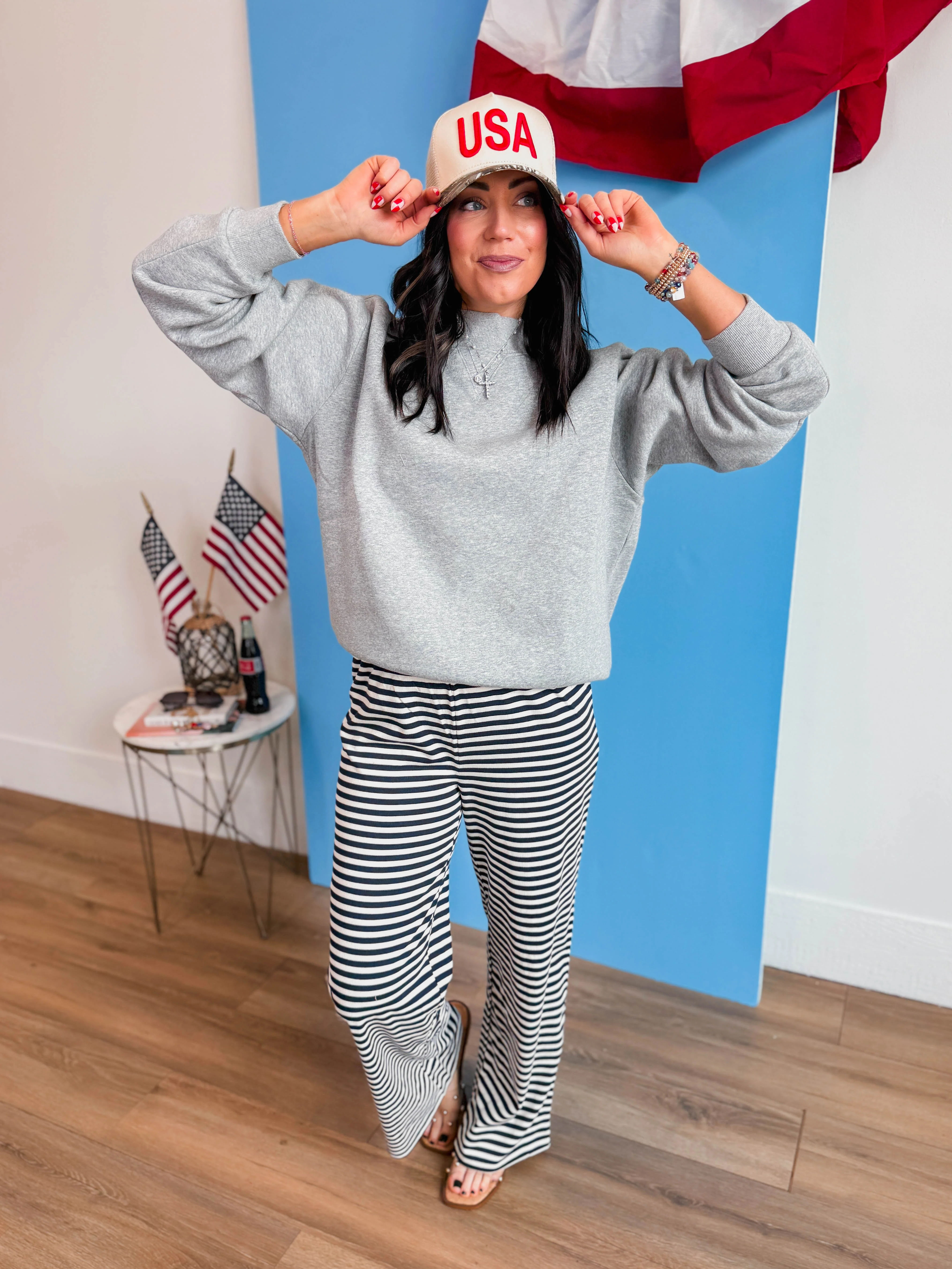 Nelly Mock Neck Sweatshirt-Heather Grey - Image 2