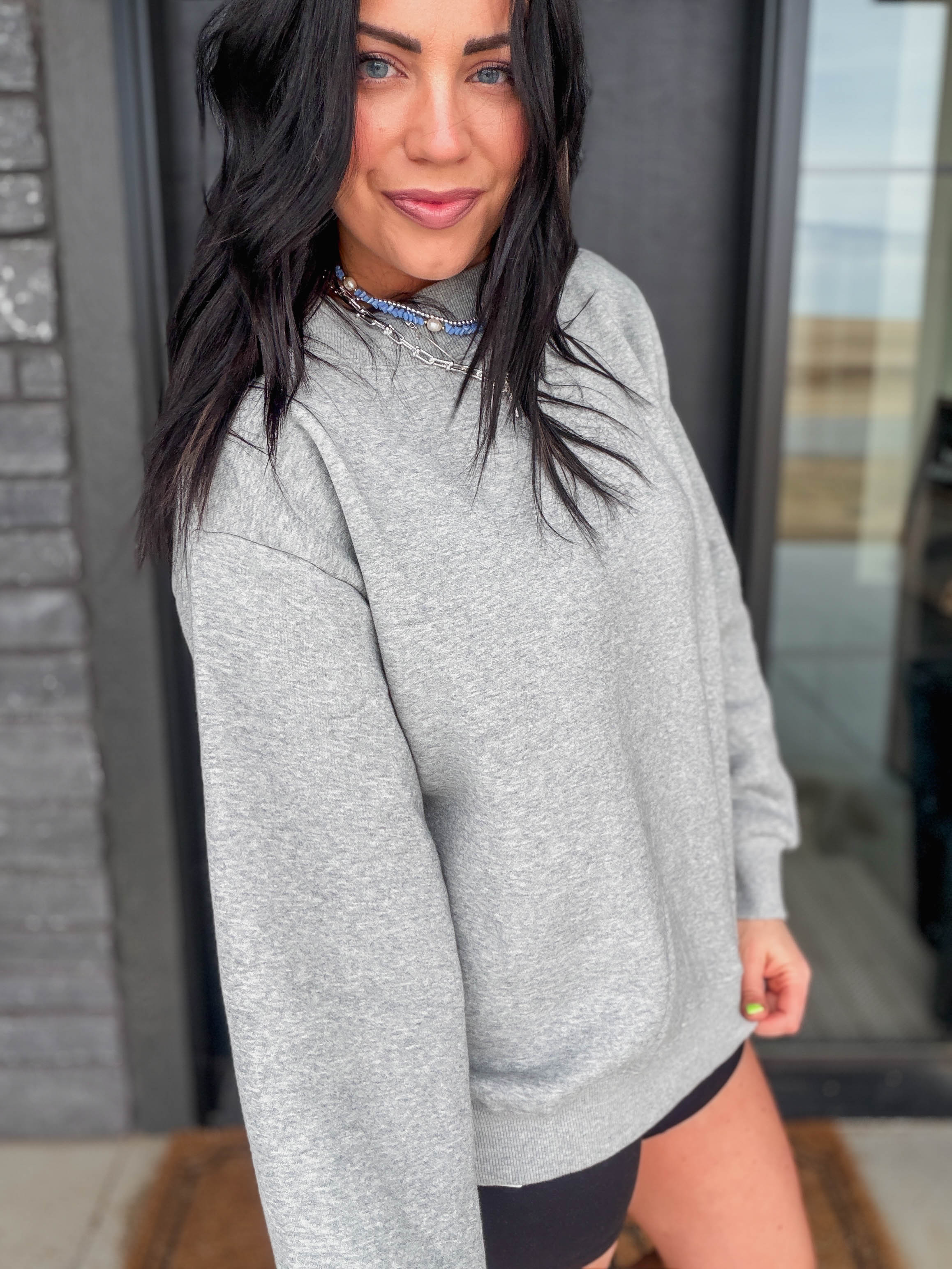 Nelly Mock Neck Sweatshirt-Heather Grey - Image 21