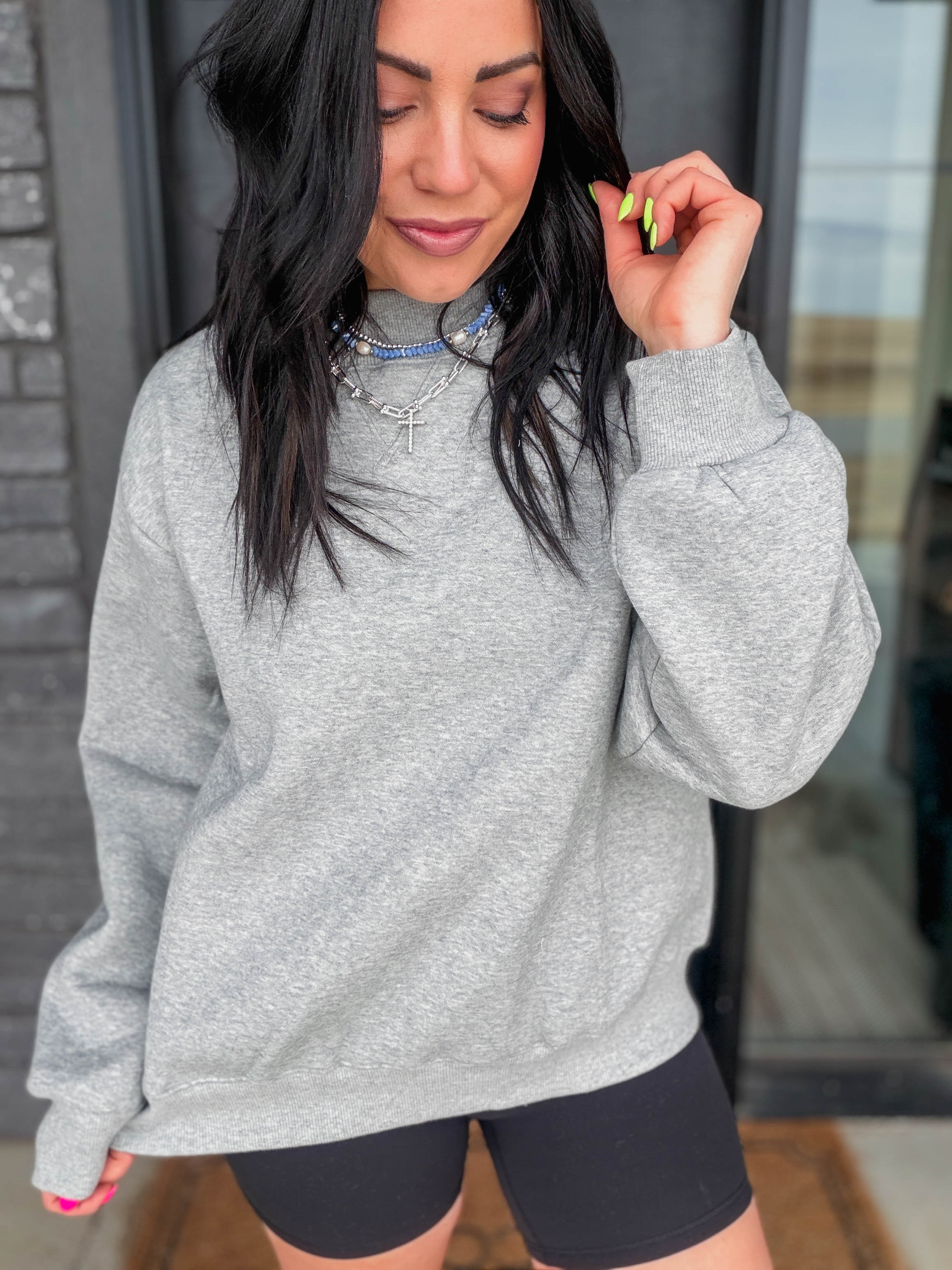 Nelly Mock Neck Sweatshirt-Heather Grey - Image 25