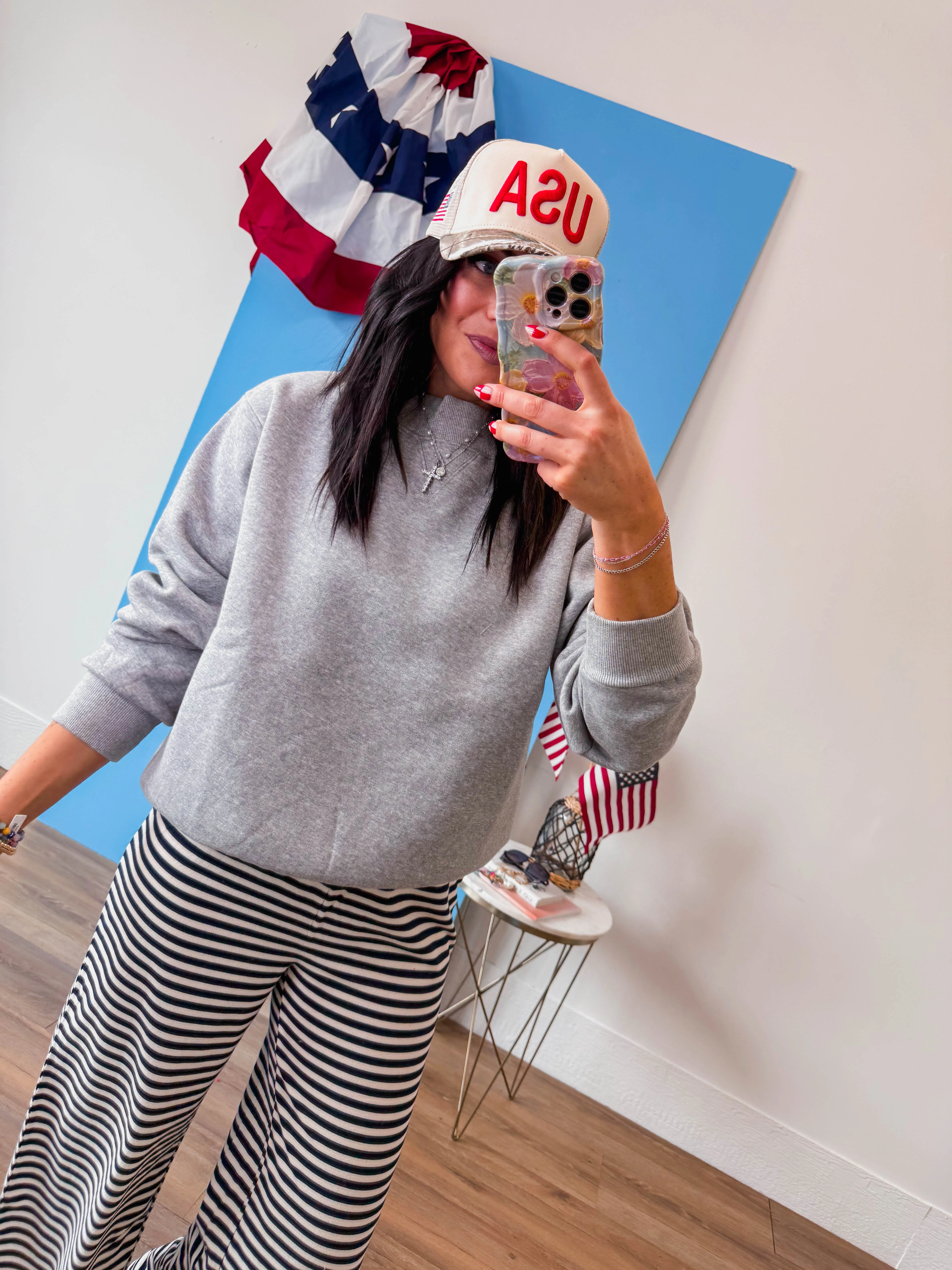 Nelly Mock Neck Sweatshirt-Heather Grey - Image 5