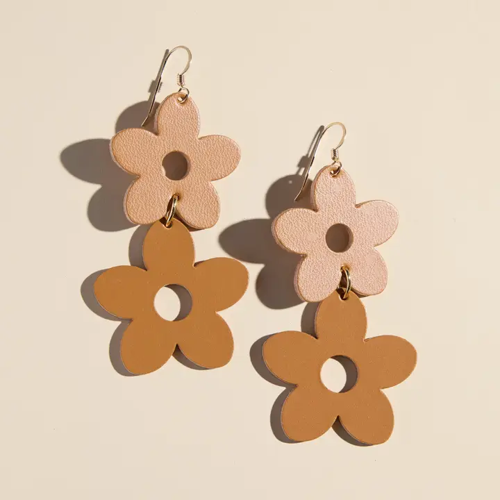 Posy Earrings-London Tan - Nickel & Suede - Image 2