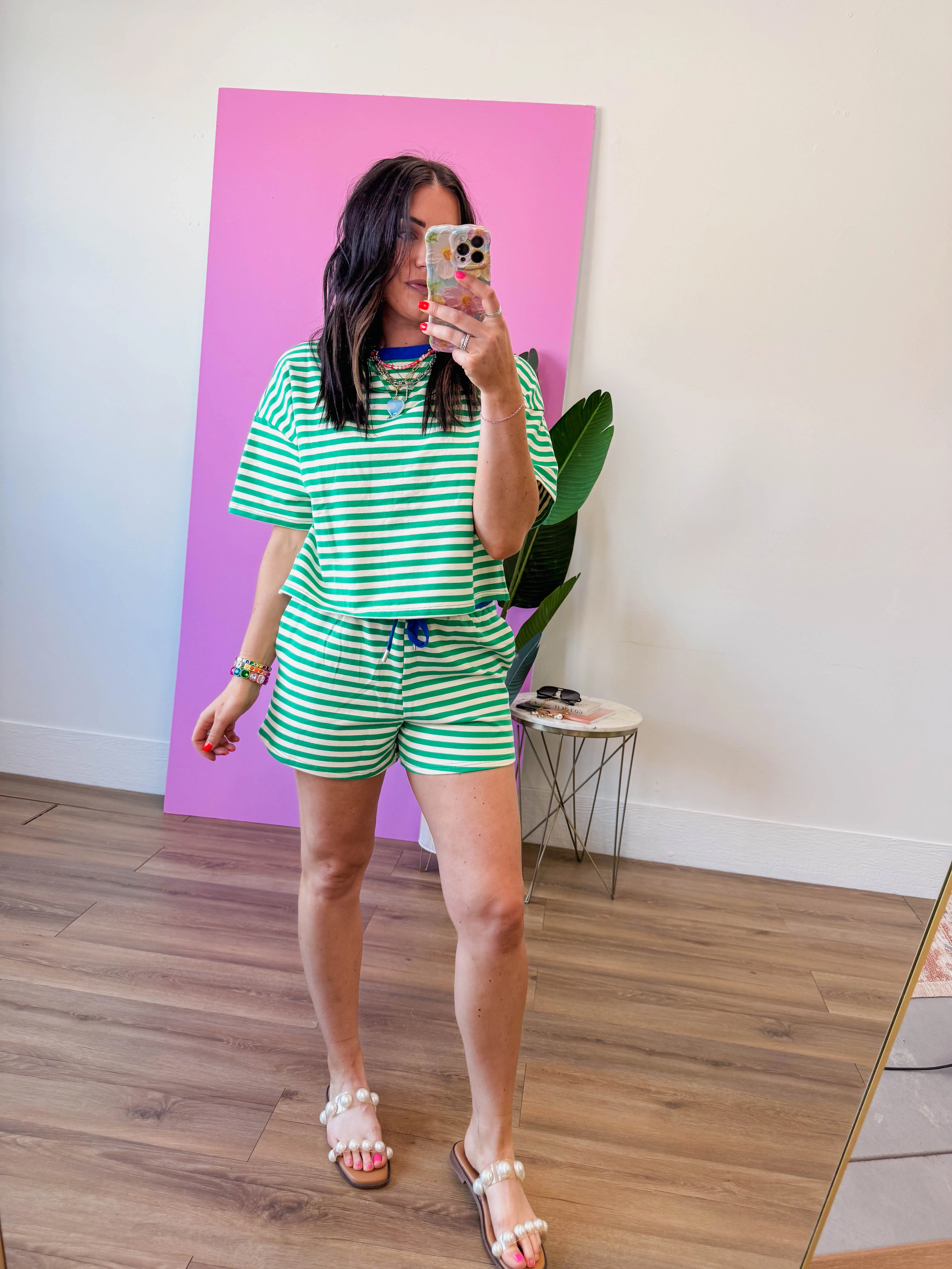 Off-Duty Striped Tee-Green/Blue - Image 8
