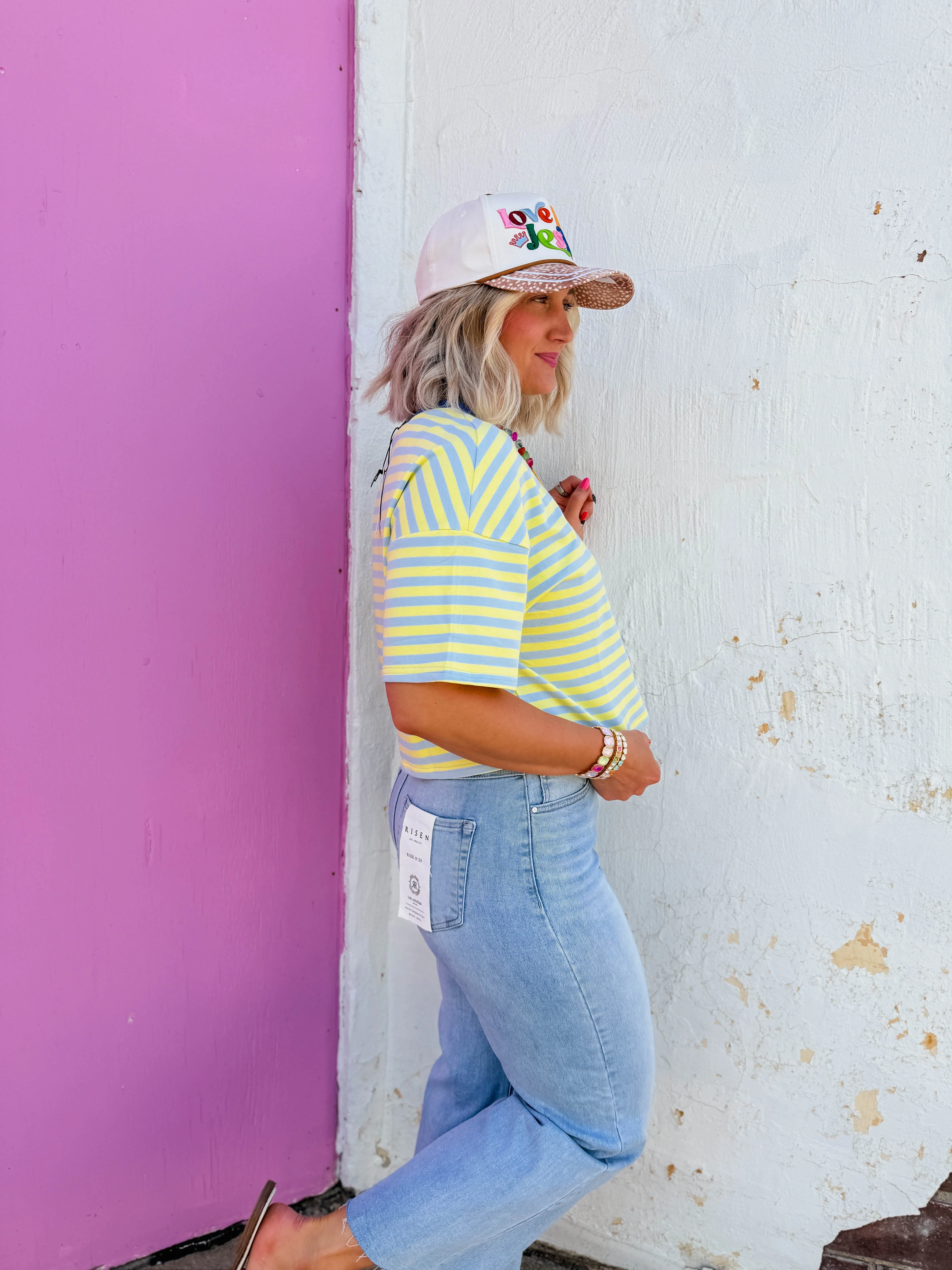Off-Duty Striped Tee-Baby Blue/Butter - Image 3