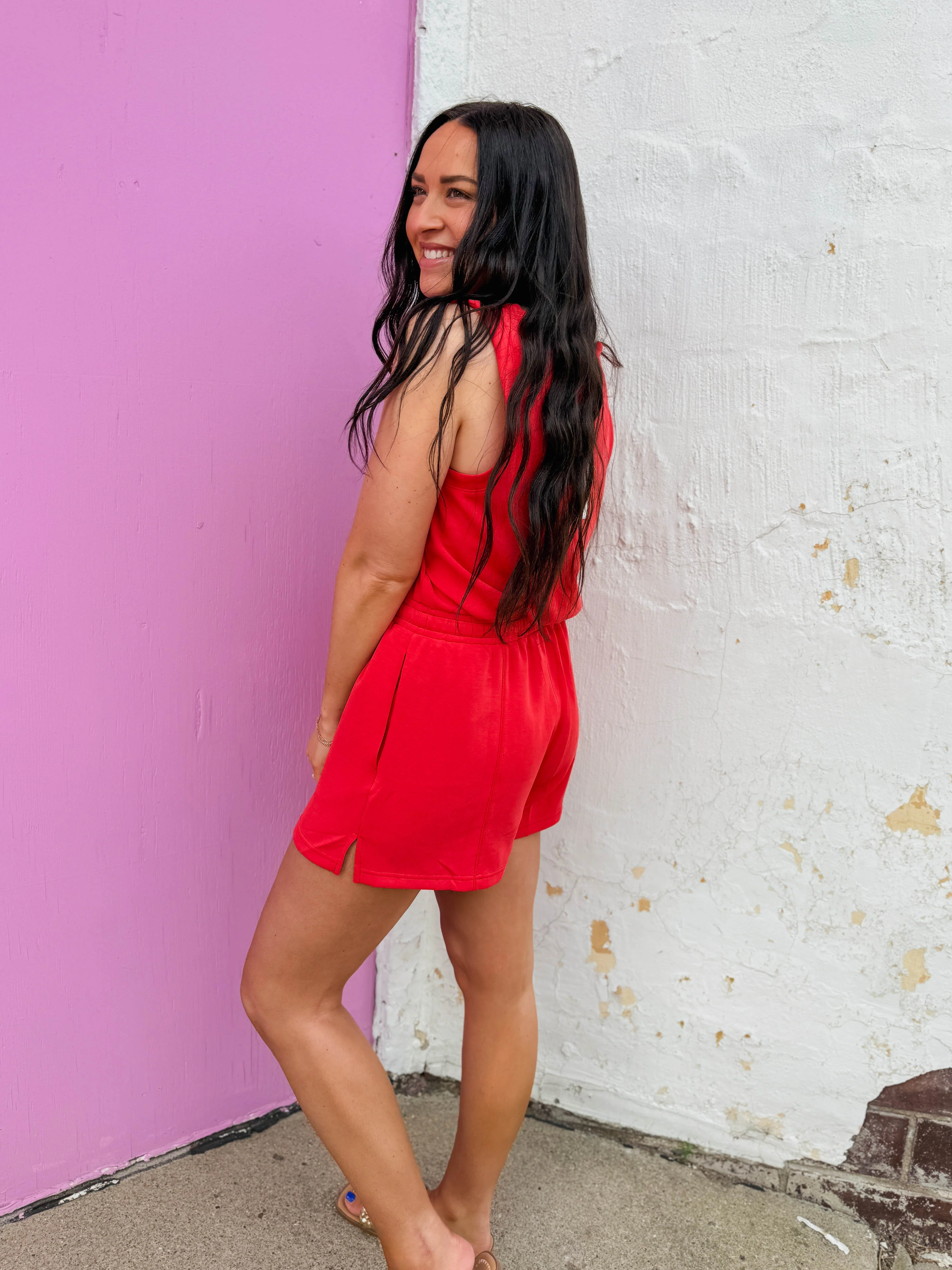 On The Go Romper-Red - Image 10