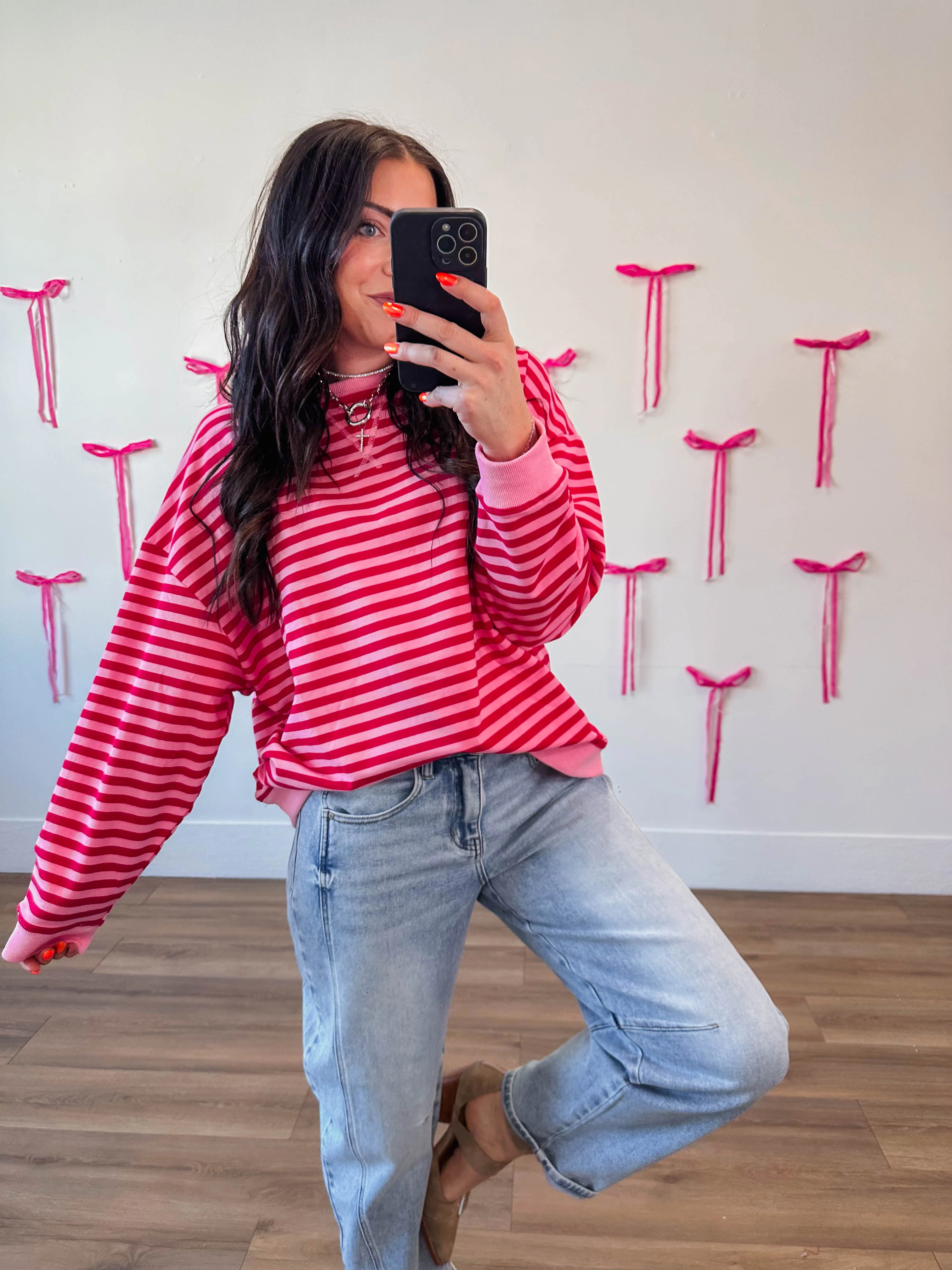 On The Line Pullover-Pink/Red - Image 15