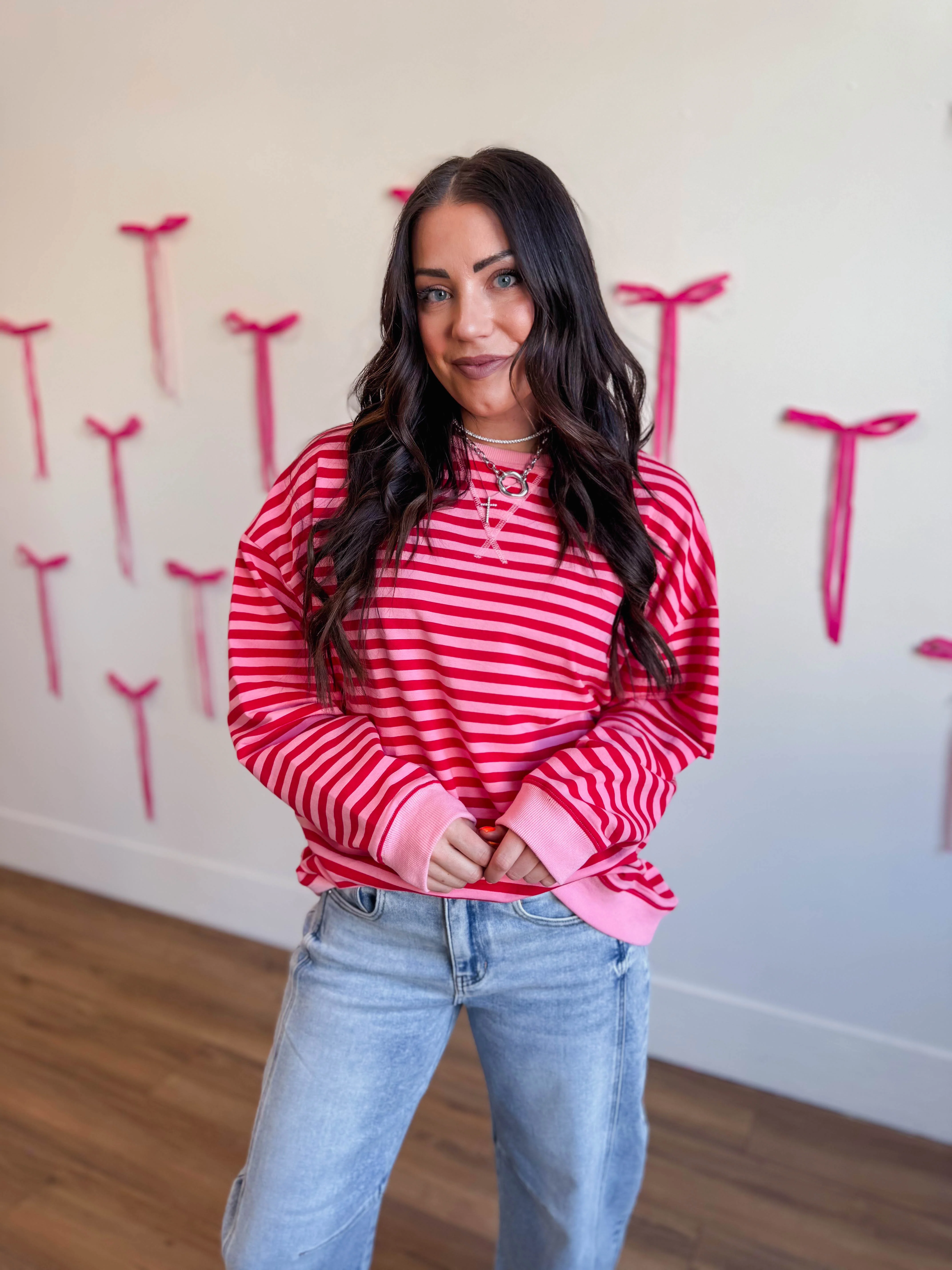 On The Line Pullover-Pink/Red - Image 17