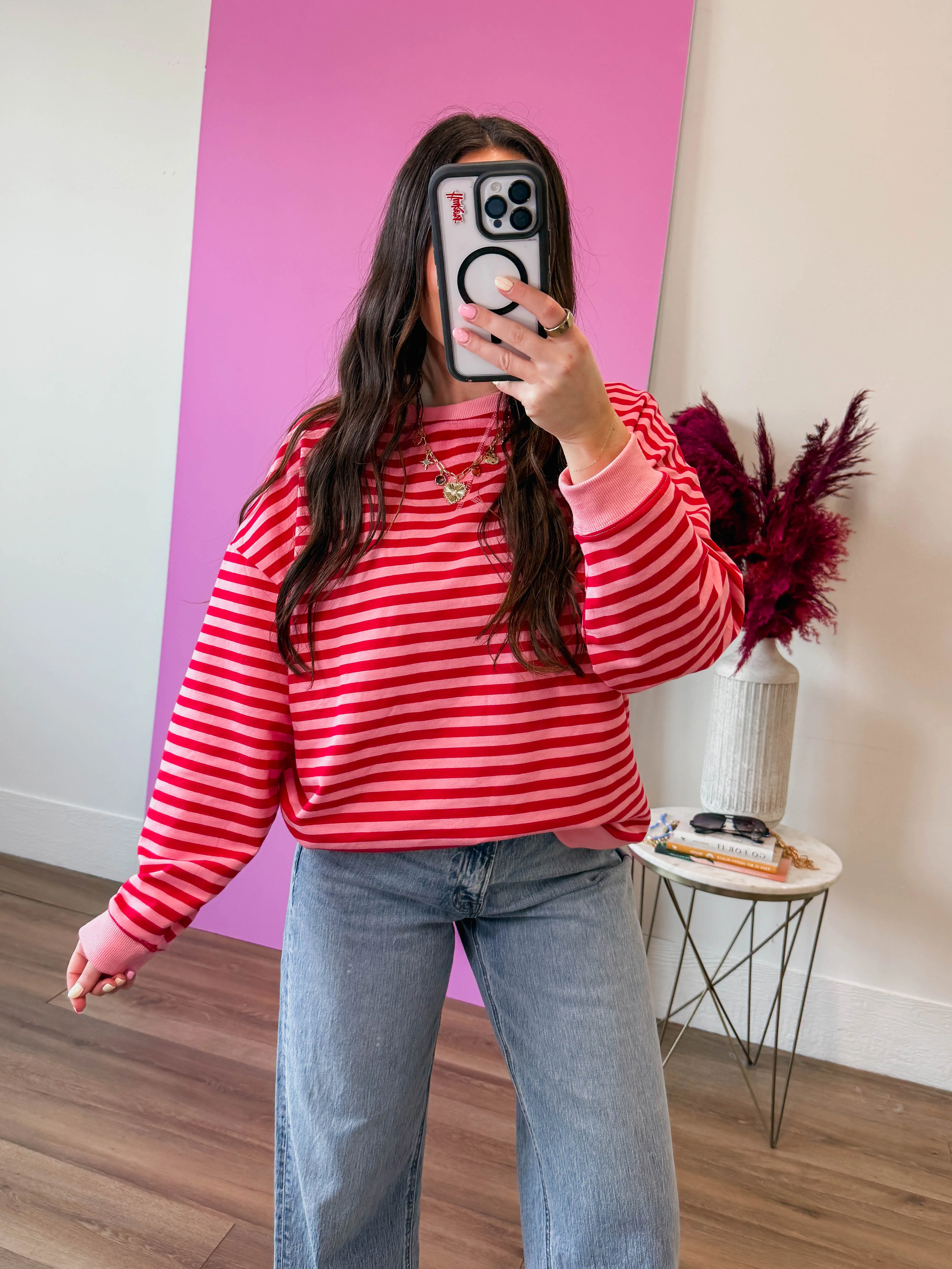 On The Line Pullover-Pink/Red - Image 6