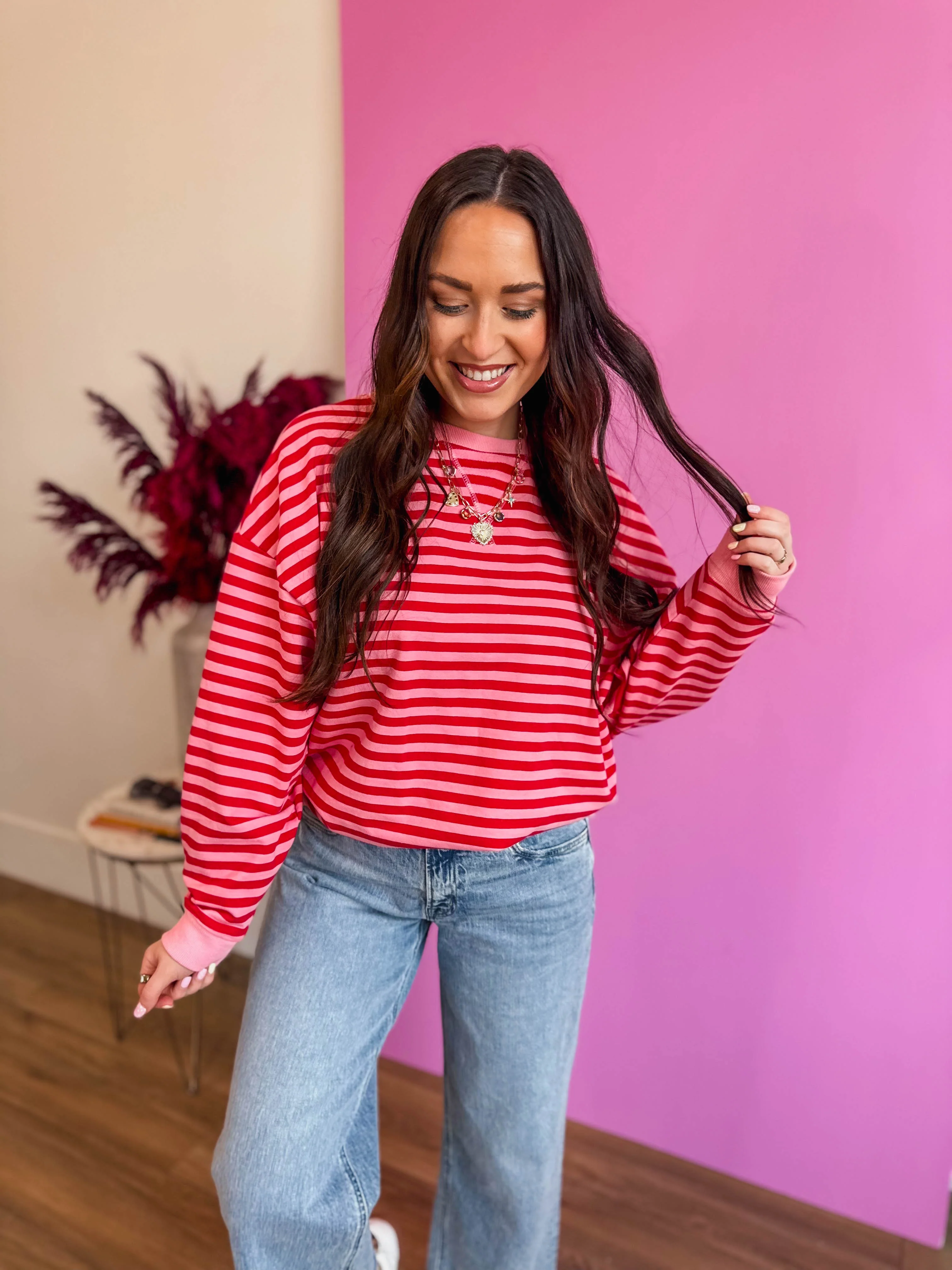 On The Line Pullover-Pink/Red - Image 8