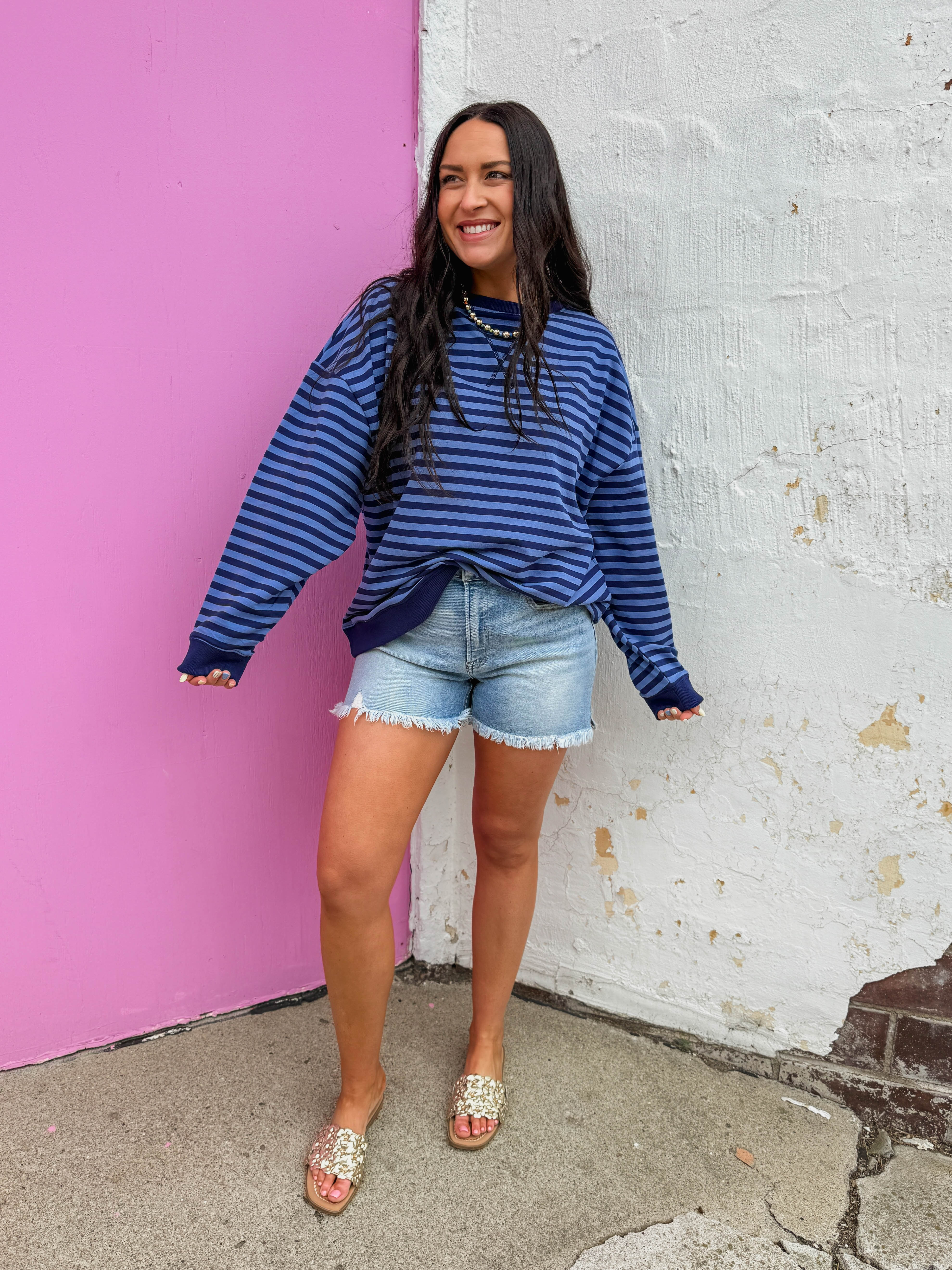 On The Line Pullover-Navy/Blue - Image 2
