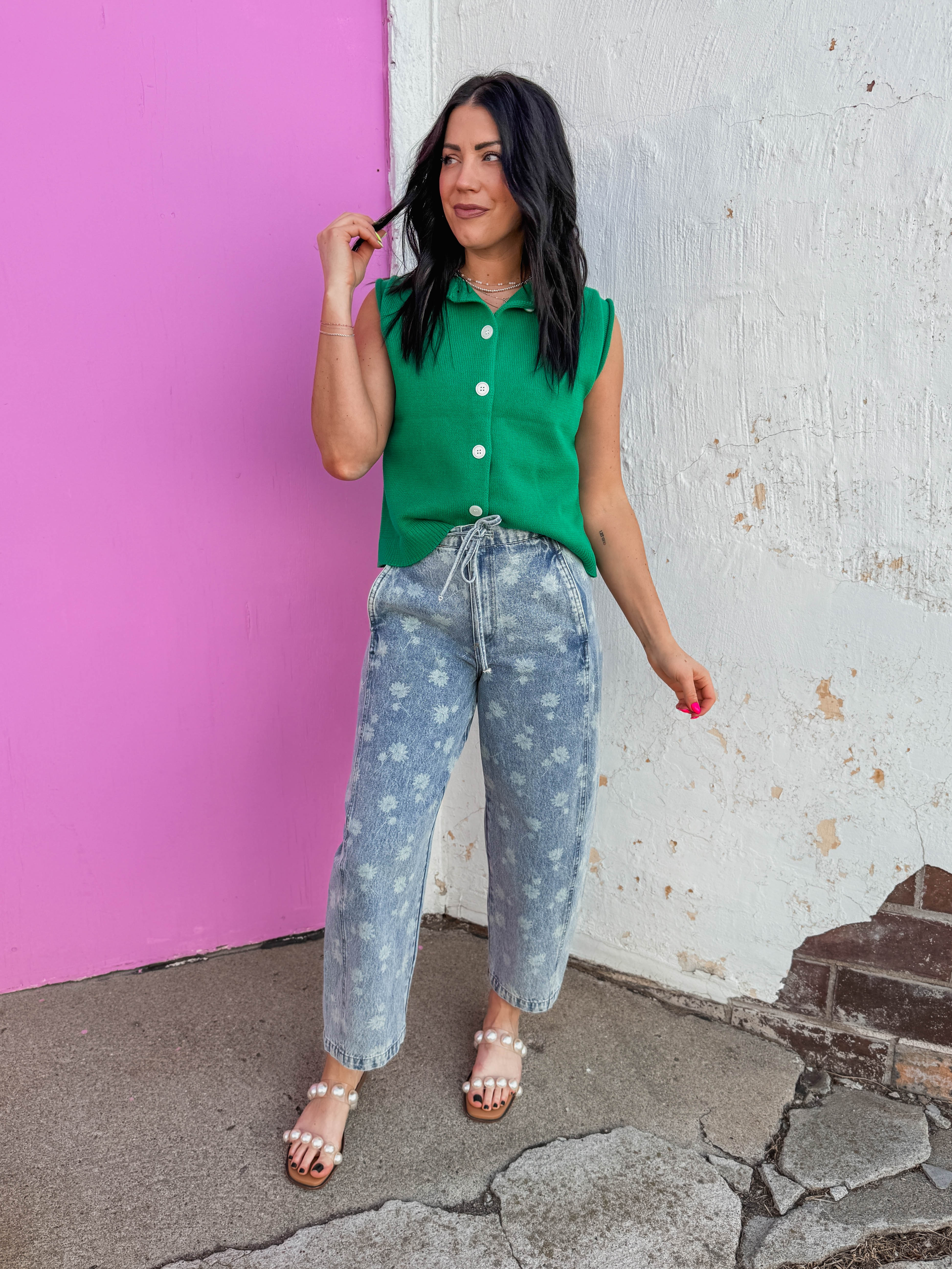 Opal Floral Denim Barrel Pants - Image 10