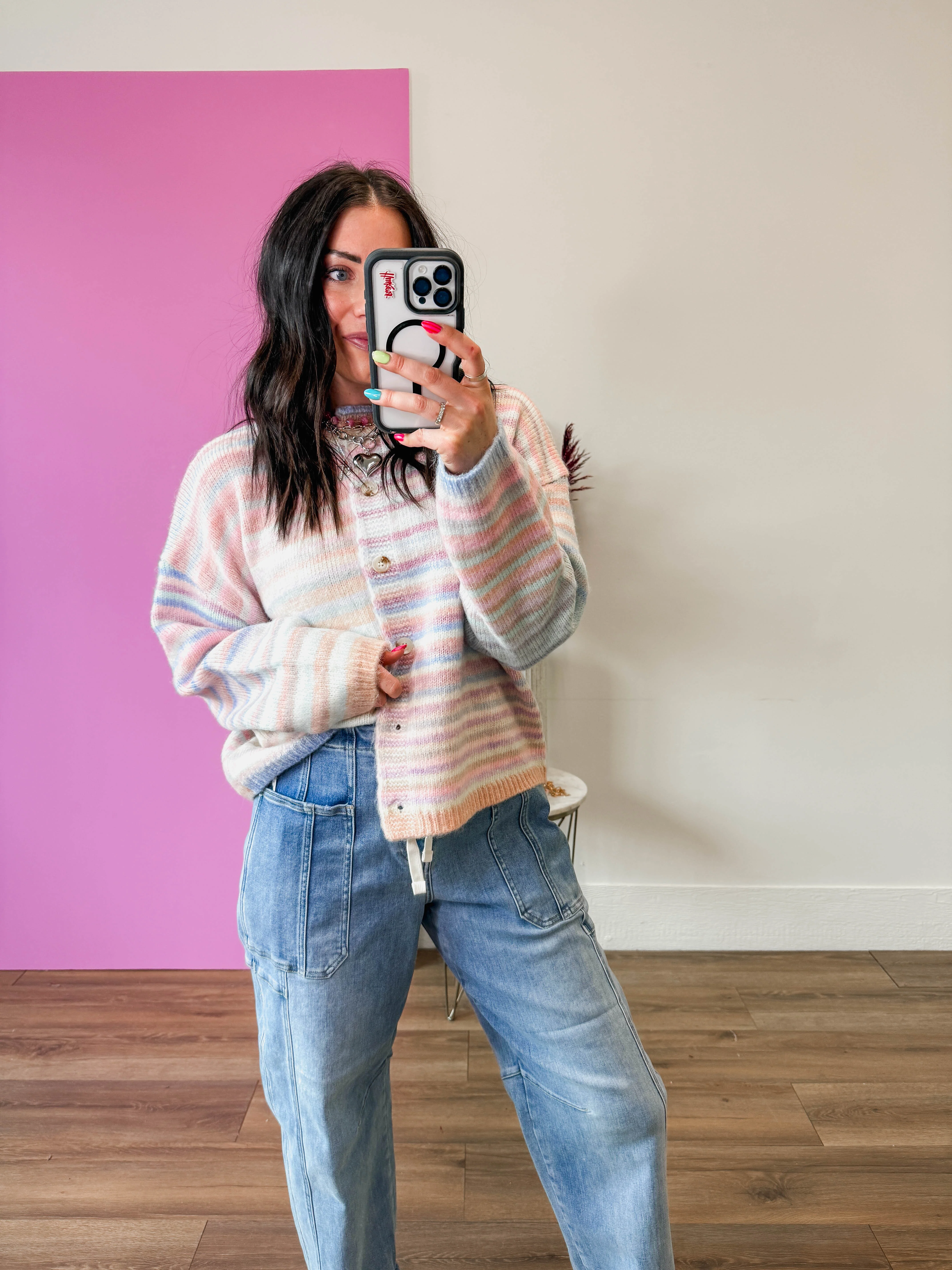 Over The Rainbow Cardigan-Bubblegum/Mint - Image 31