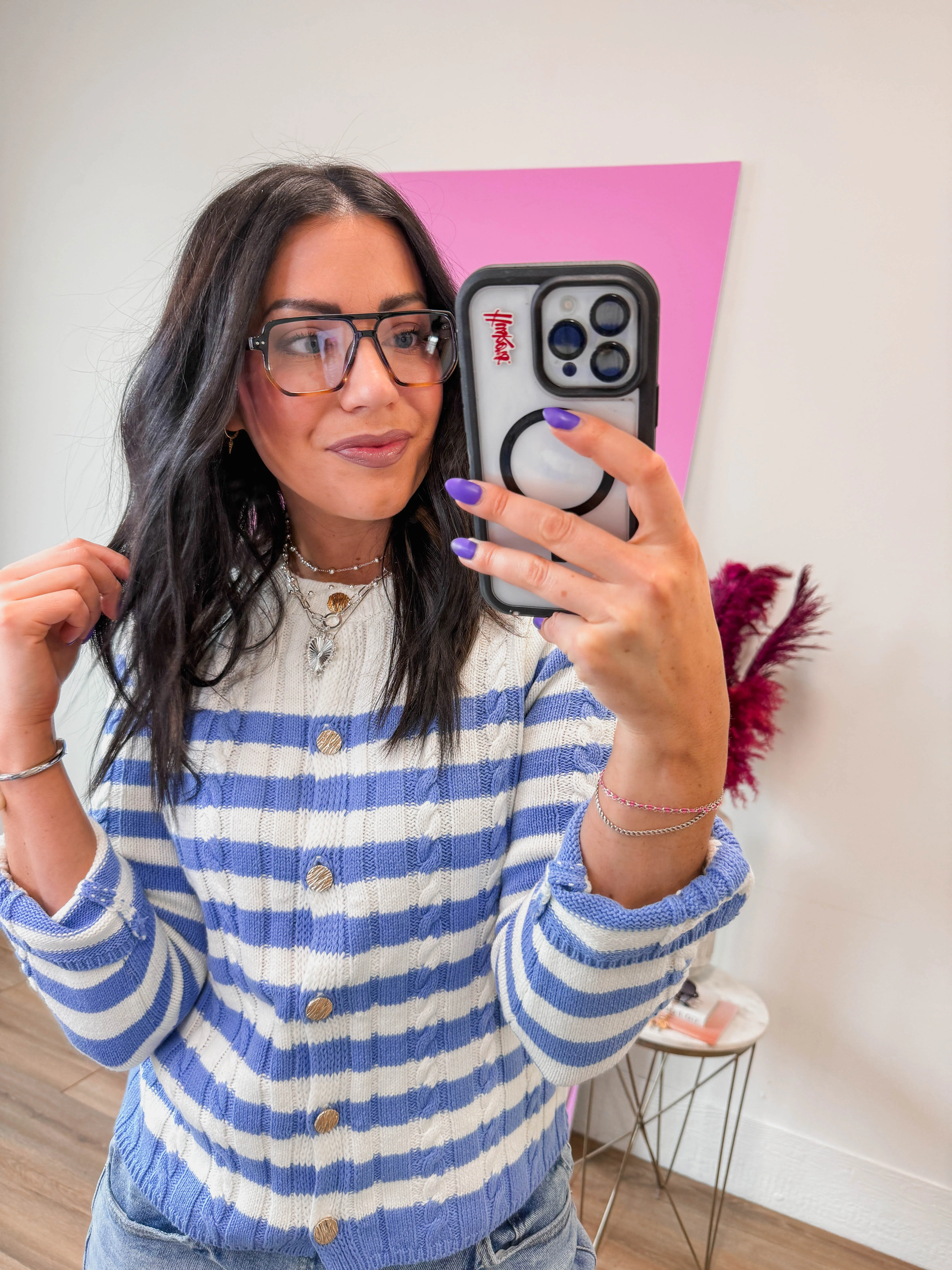 Oversized Square Aviator Blue Light Glasses-Brown/Clear - Image 2